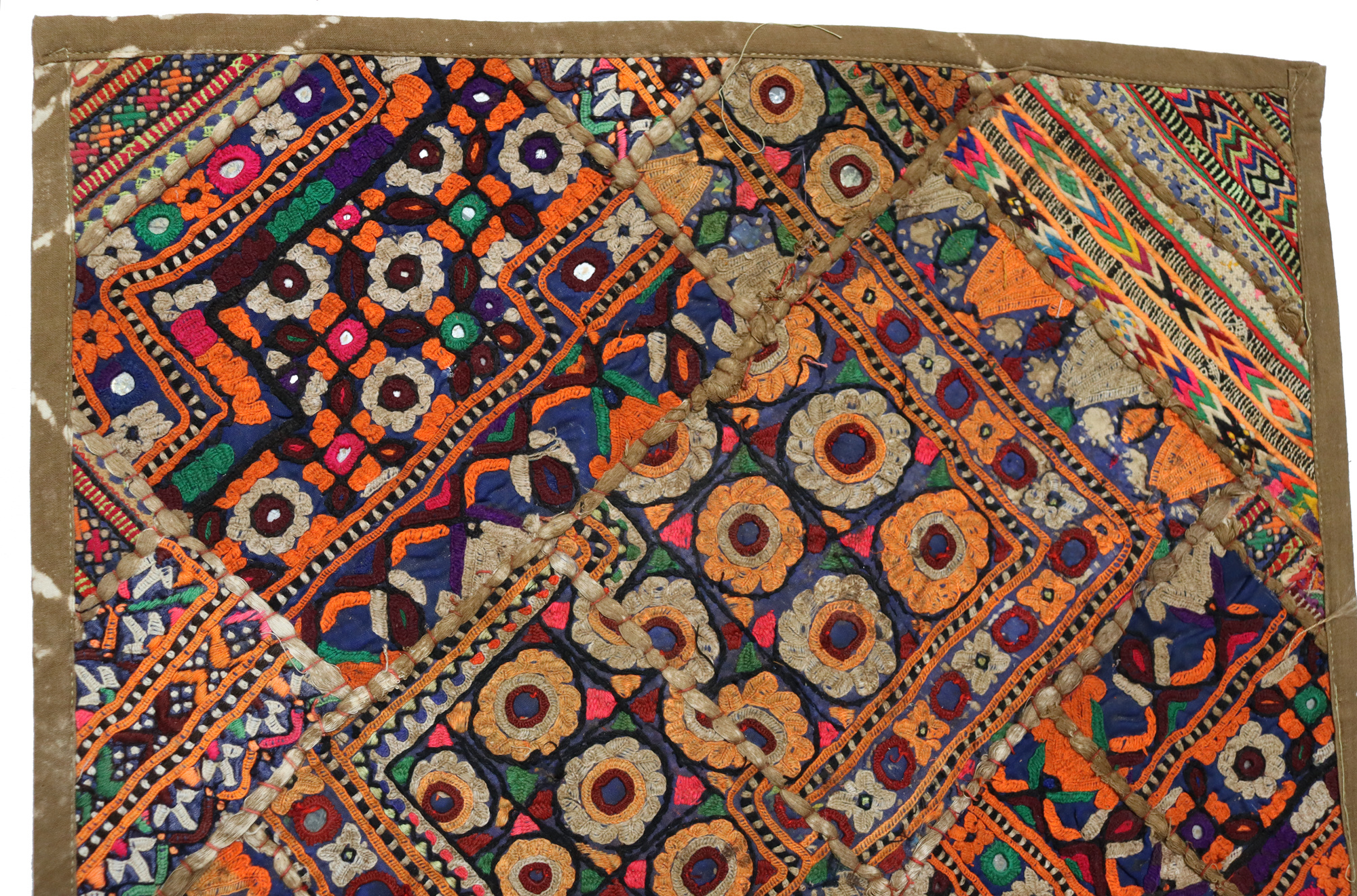 87x53  cm Antique Uzbek tribal silk Hand Sewn Embroidered Lakai Patchwork No: 40