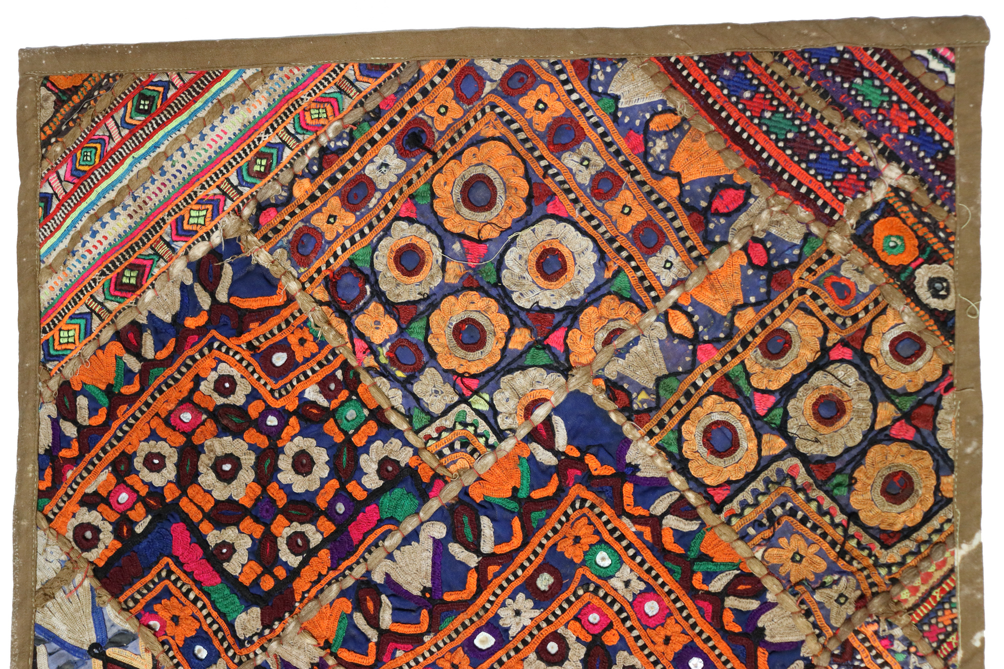 87x53  cm Antique Uzbek tribal silk Hand Sewn Embroidered Lakai Patchwork No: 40