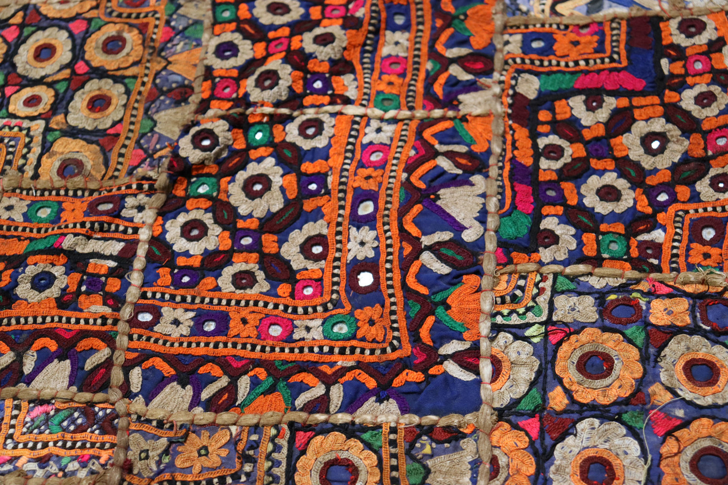 87x53  cm Antique Uzbek tribal silk Hand Sewn Embroidered Lakai Patchwork No: 40