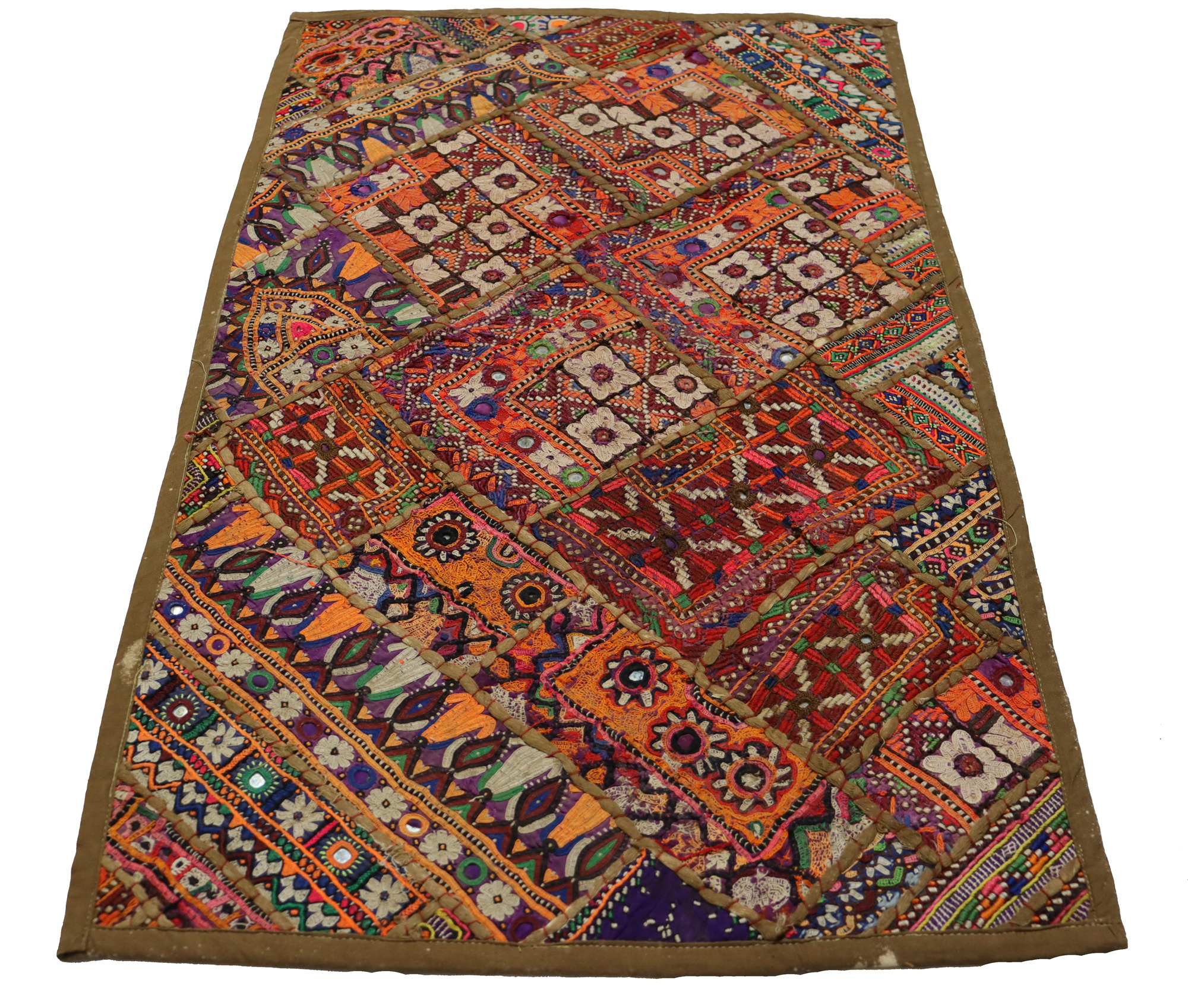 87x53  cm Antique Uzbek tribal silk Hand Sewn Embroidered Lakai Patchwork No:  41