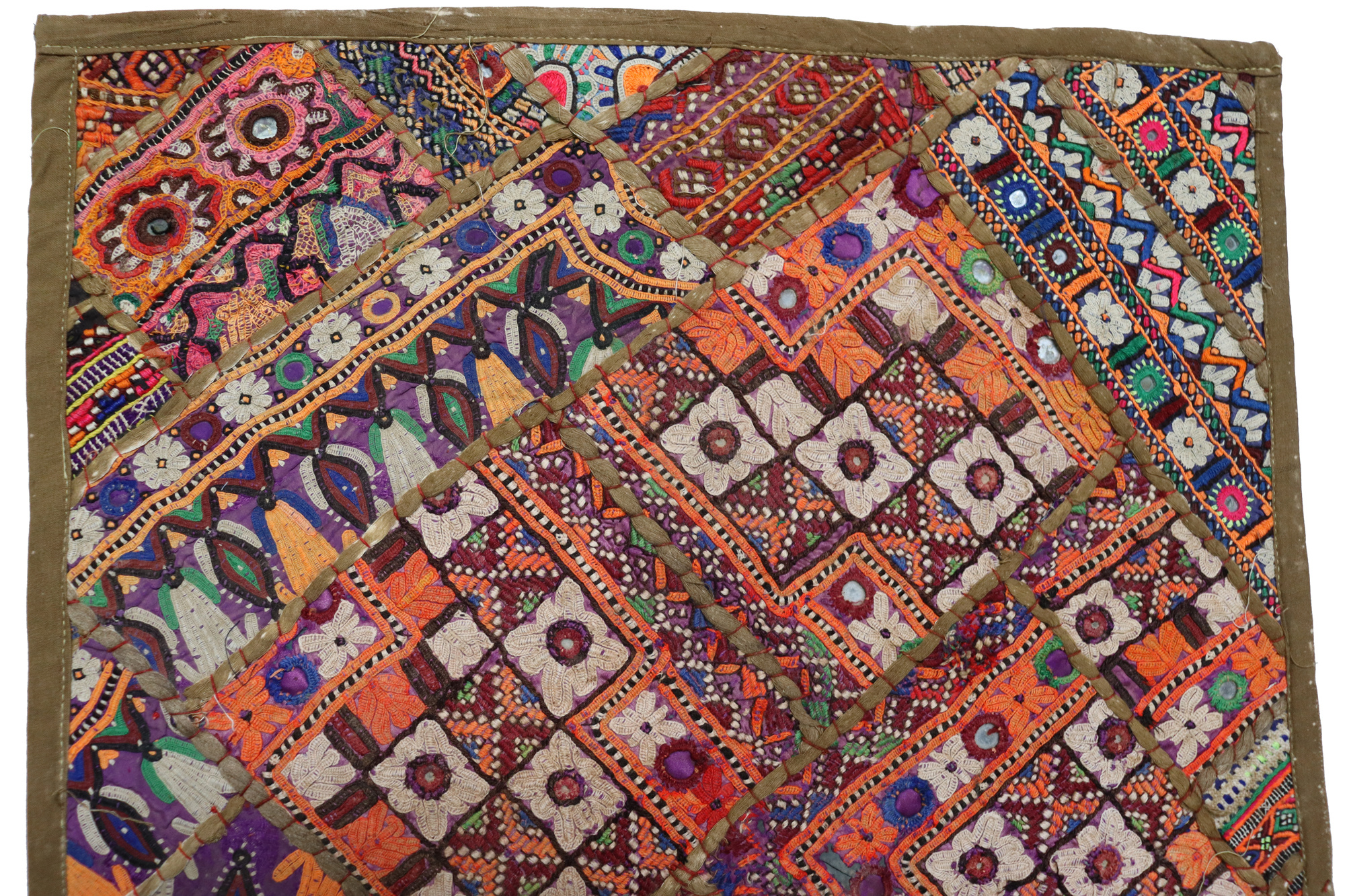 87x53  cm Antique Uzbek tribal silk Hand Sewn Embroidered Lakai Patchwork No:  41