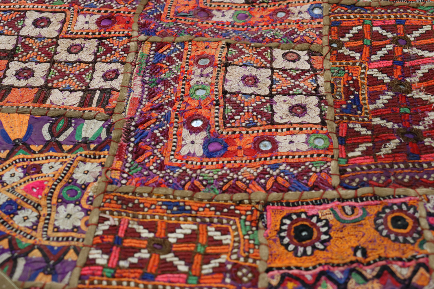 87x53  cm Antique Uzbek tribal silk Hand Sewn Embroidered Lakai Patchwork No:  41