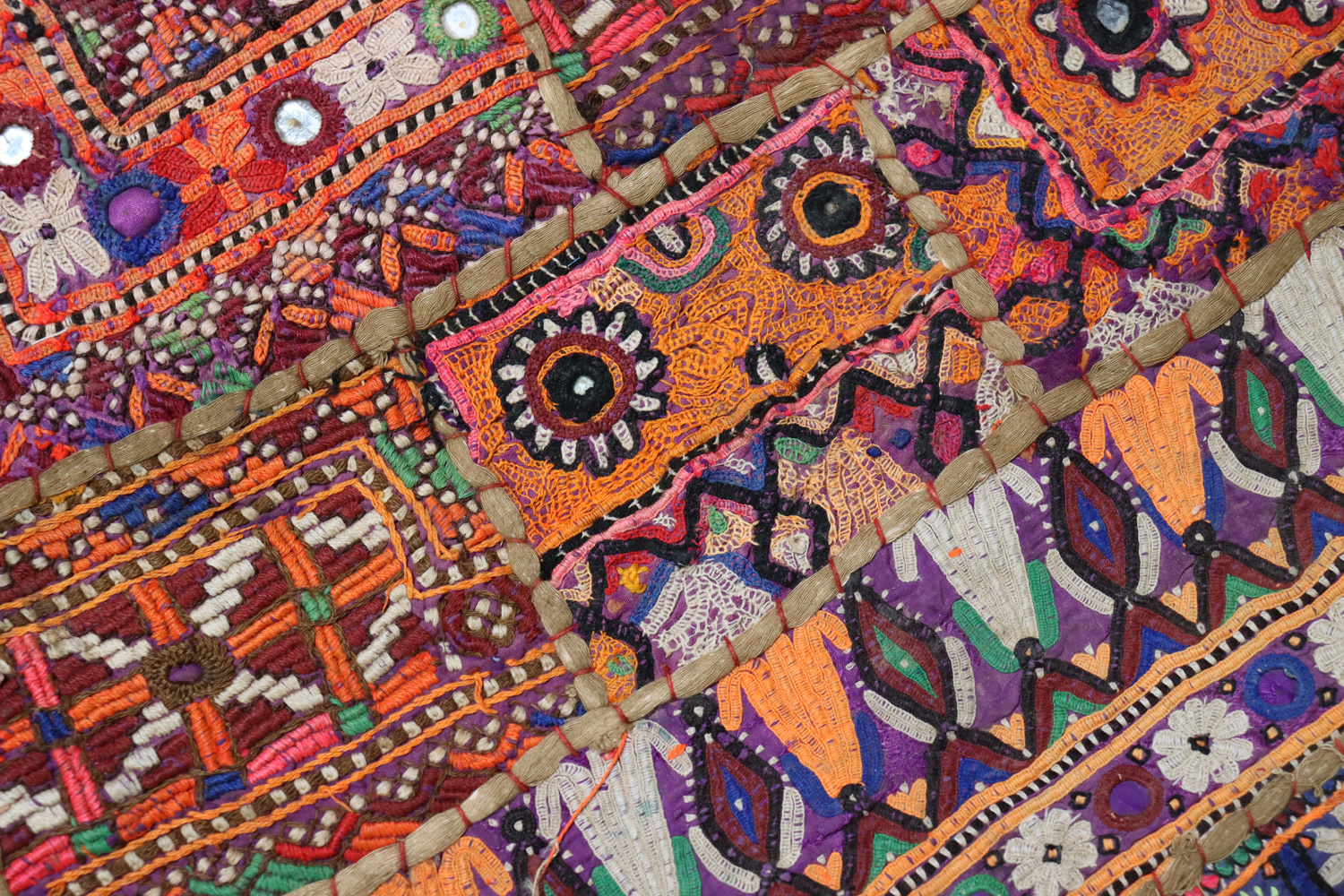 87x53  cm Antique Uzbek tribal silk Hand Sewn Embroidered Lakai Patchwork No:  41