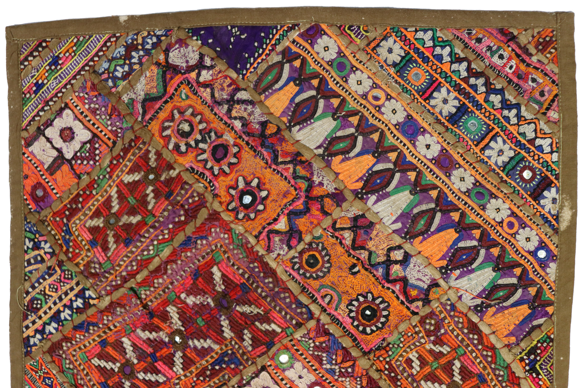 87x53  cm Antique Uzbek tribal silk Hand Sewn Embroidered Lakai Patchwork No:  41