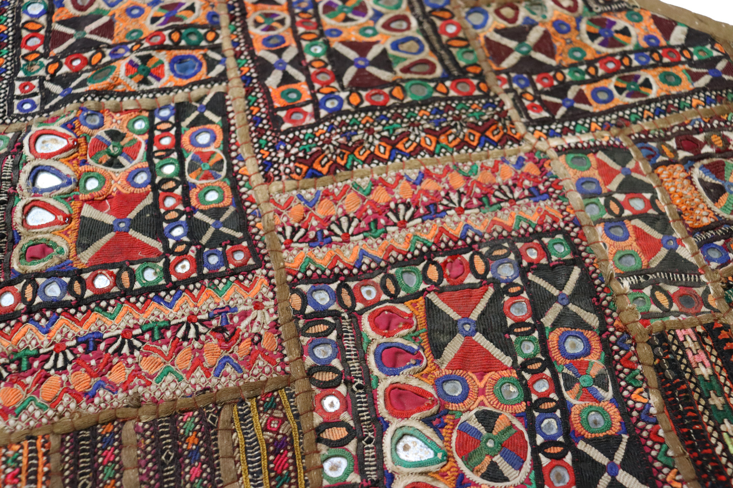 87x53  cm Antique Uzbek tribal silk Hand Sewn Embroidered Lakai Patchwork No:59