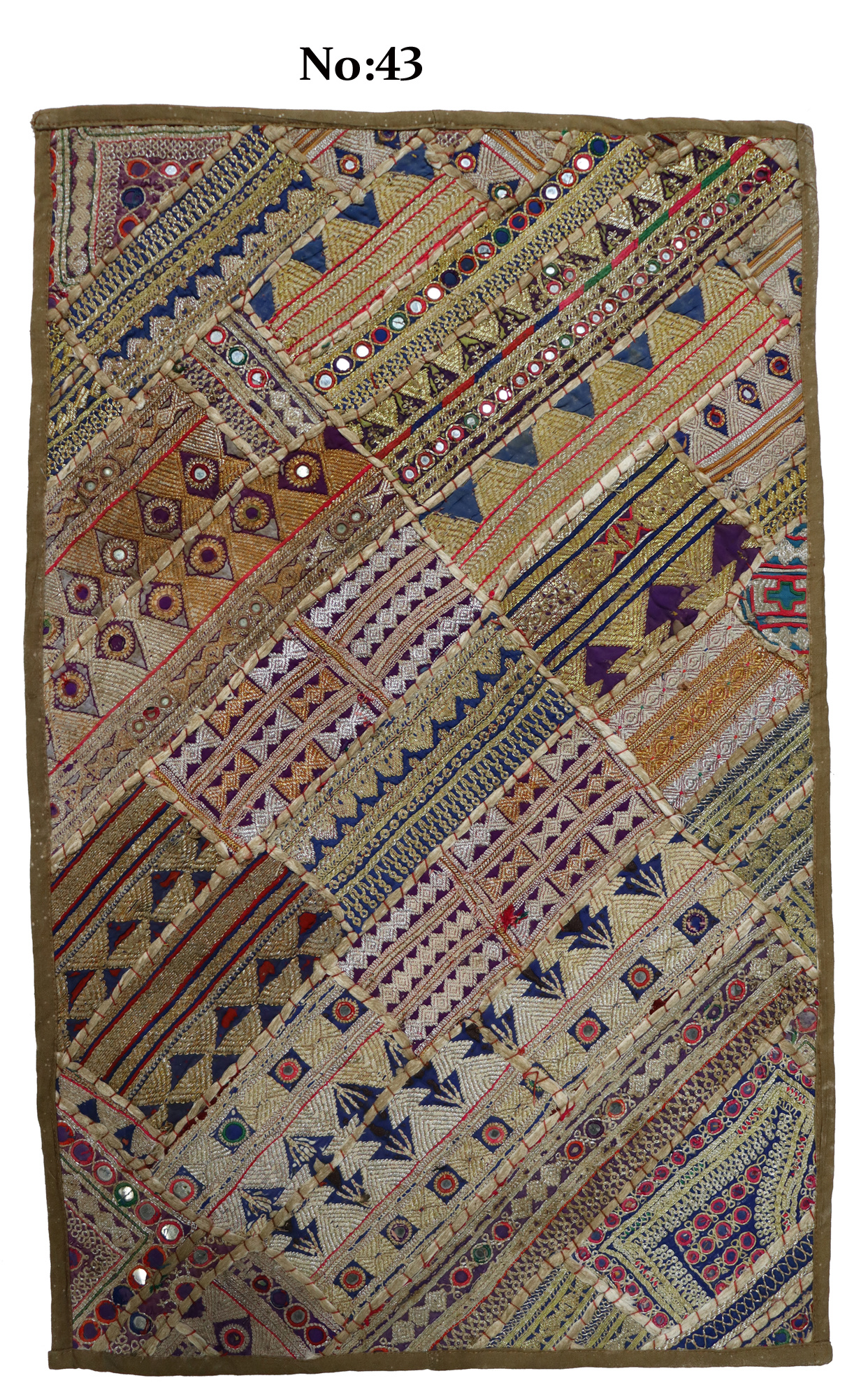 87x53  cm vintage  hand Embroidered Patchwork wall hanging No: GD - C43