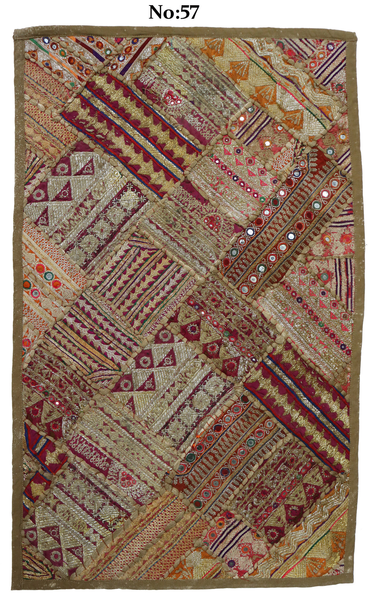 87x53  cm vintage  hand Embroidered Patchwork wall hanging No: GD -57