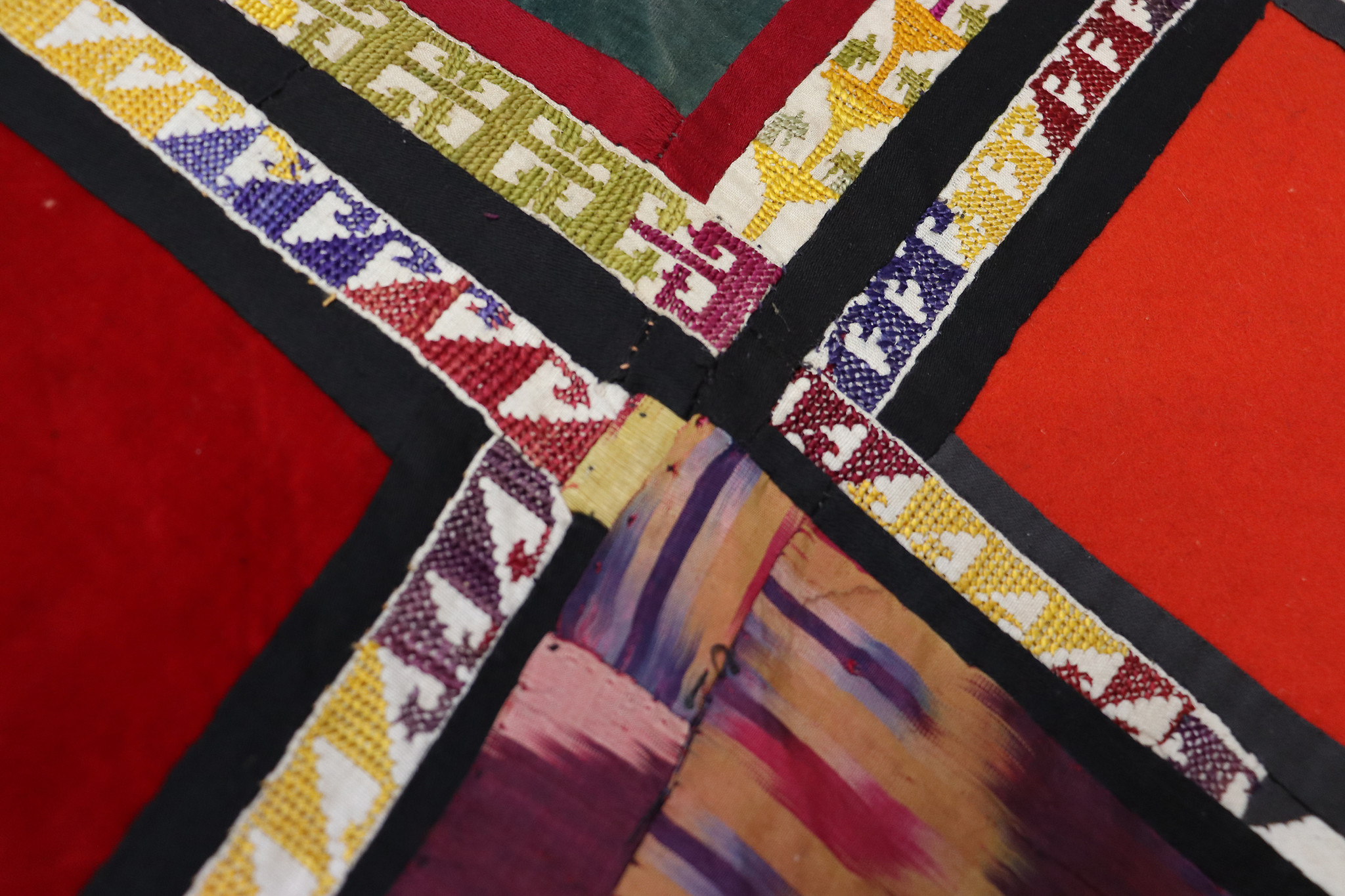 110x110 cm Antique Uzbek tribal silk Hand Sewn Embroidered Lakai Patchwork No:UZ  - 10