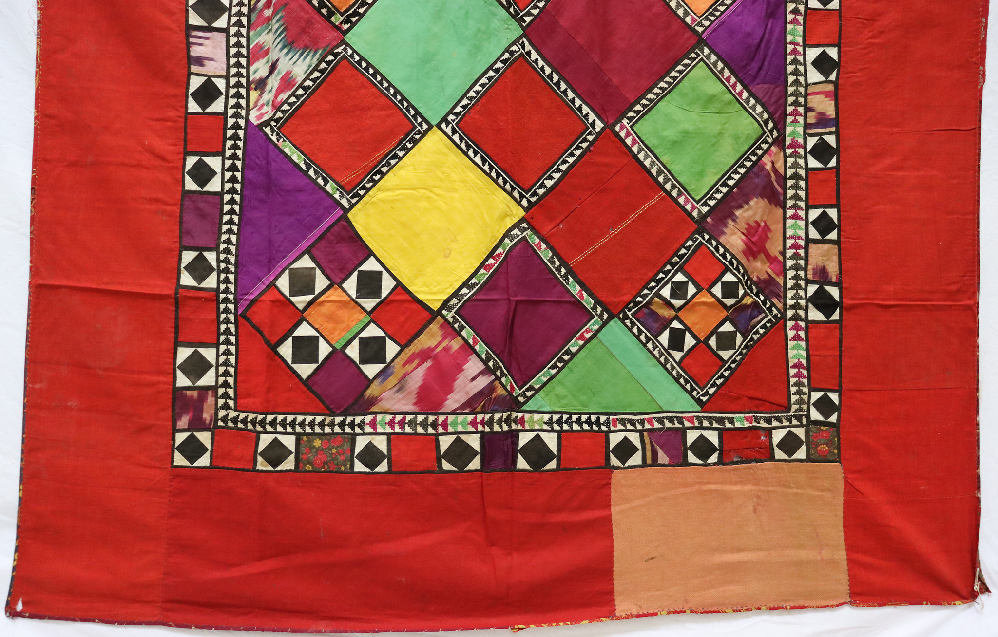 175x125 cm Antique Uzbek tribal silk Hand Sewn Embroidered Lakai Patchwork No:UZ  -11