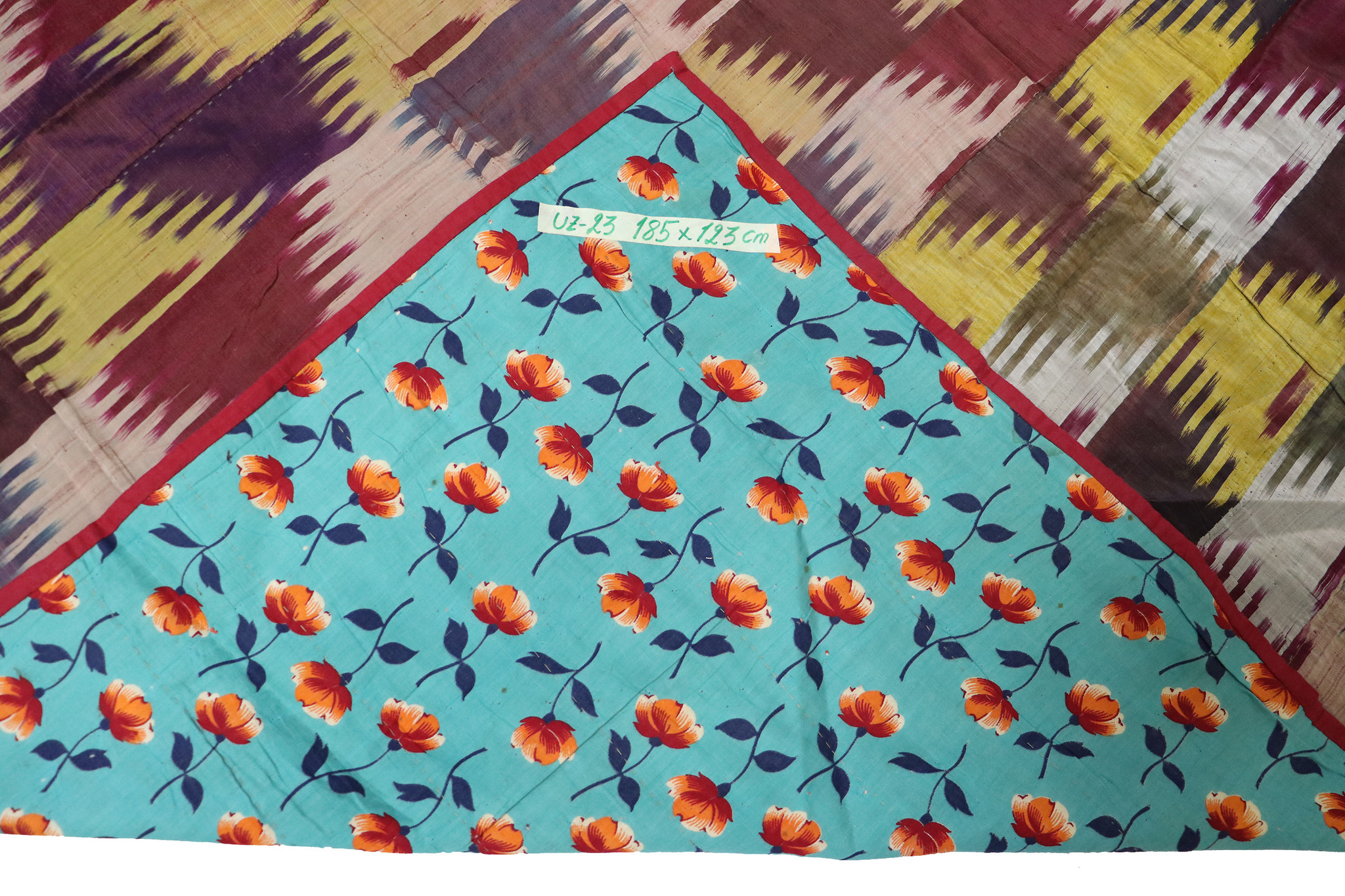 185x123 cm Antike  usbekische Seide Ikat   Wandbehang UZ/ 23