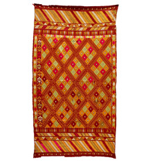 222x124  cm sehr seltener antike 19. Jahrhundert seiden Pulkari Stickerei Schal Die traditionelle Stickerei von Punjab, Indien UZ/28