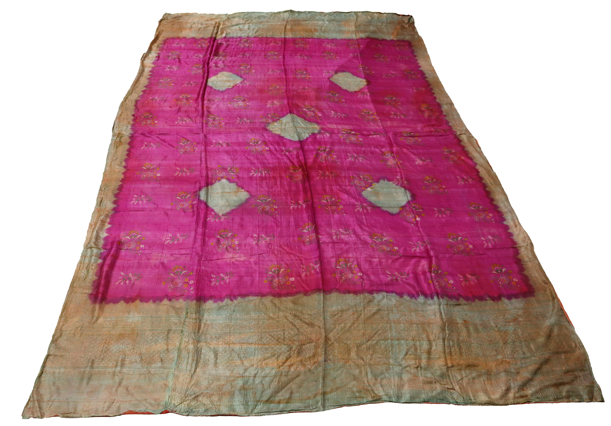 262x155 Vintage indischer rosa Saree Seidenschal Blockdruck Dekoration UZ/30