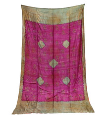 262x155 Vintage Indian Pink Saree Silk shawl Block Print Decoration UZ/30