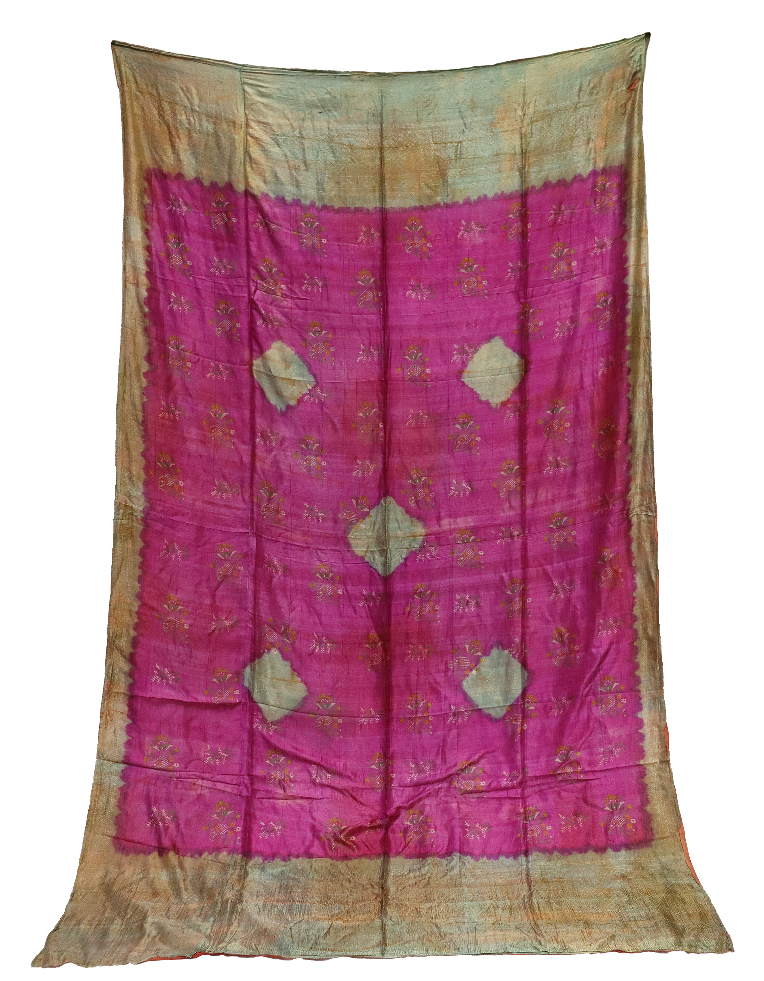 262x155 Vintage indischer rosa Saree Seidenschal Blockdruck Dekoration UZ/30