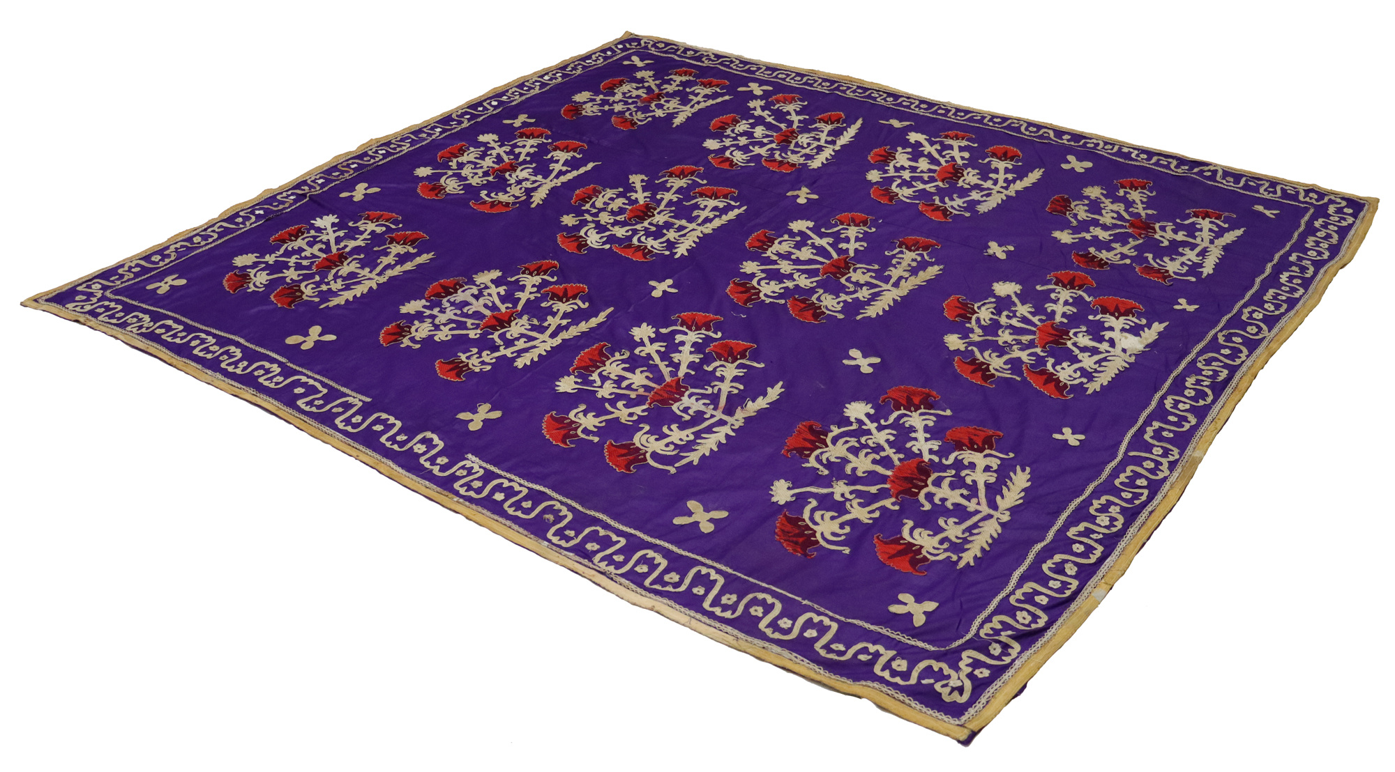 225x205 cm Hand Embroidered suzani from Uzbekistan.Tablecloth, Wall hanging, Bedspread,Bedcover No.UZ-35