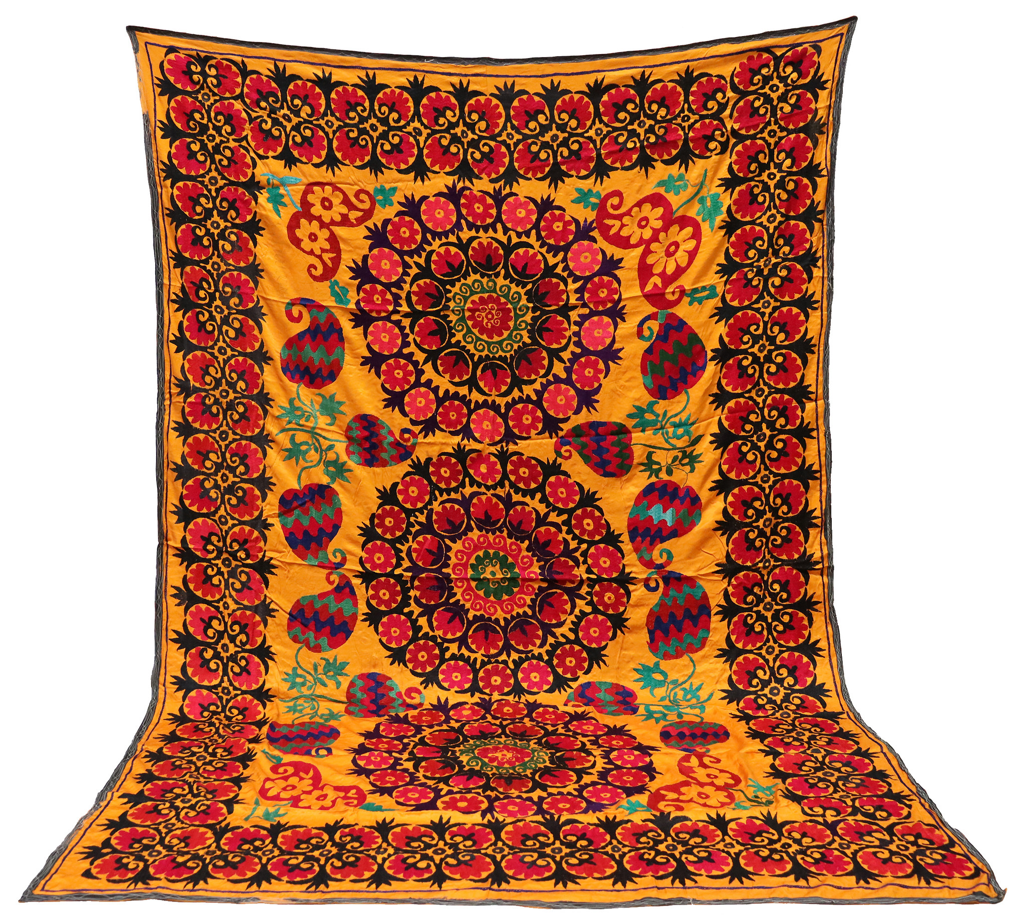 290x195 cm Hand Embroidered suzani from Uzbekistan.Tablecloth, Wall hanging, Bedspread,Bedcover No.UZ-43