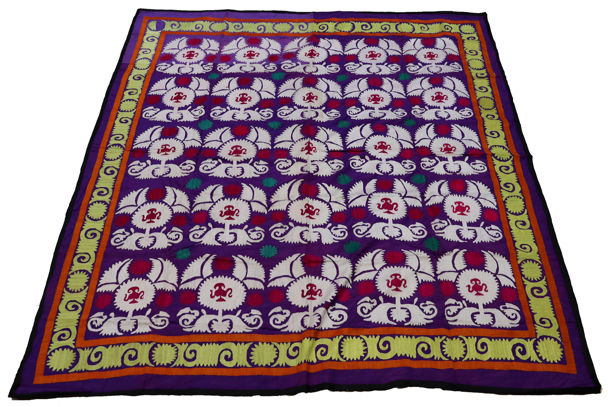 205x190 cm Hand Embroidered suzani from Uzbekistan.Tablecloth, Wall hanging, Bedspread,Bedcover No.UZ-42