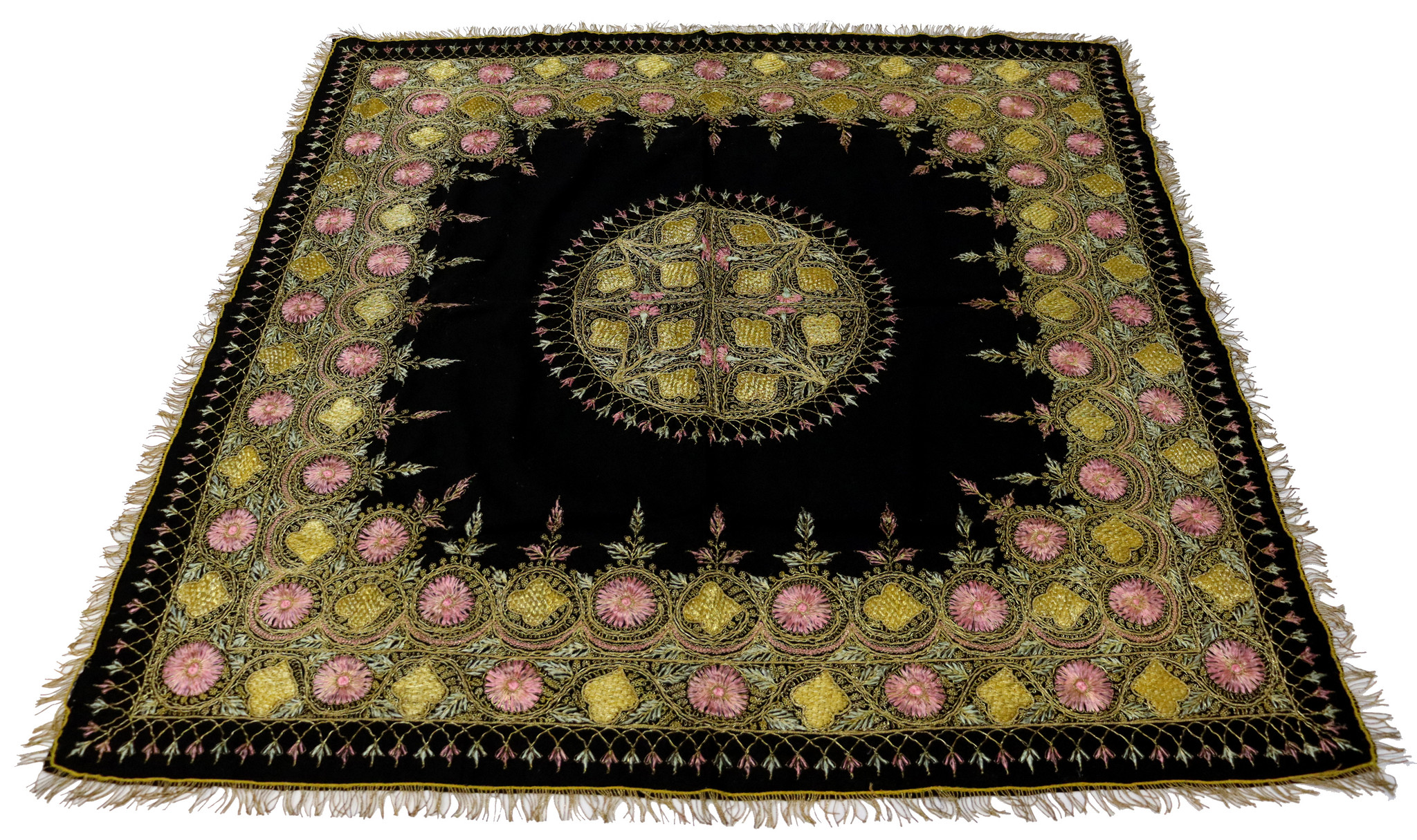 120x117 cm Hand Embroidered suzani from Uzbekistan.Tablecloth, Wall hanging, Bedspread,Bedcover No.UZ-47