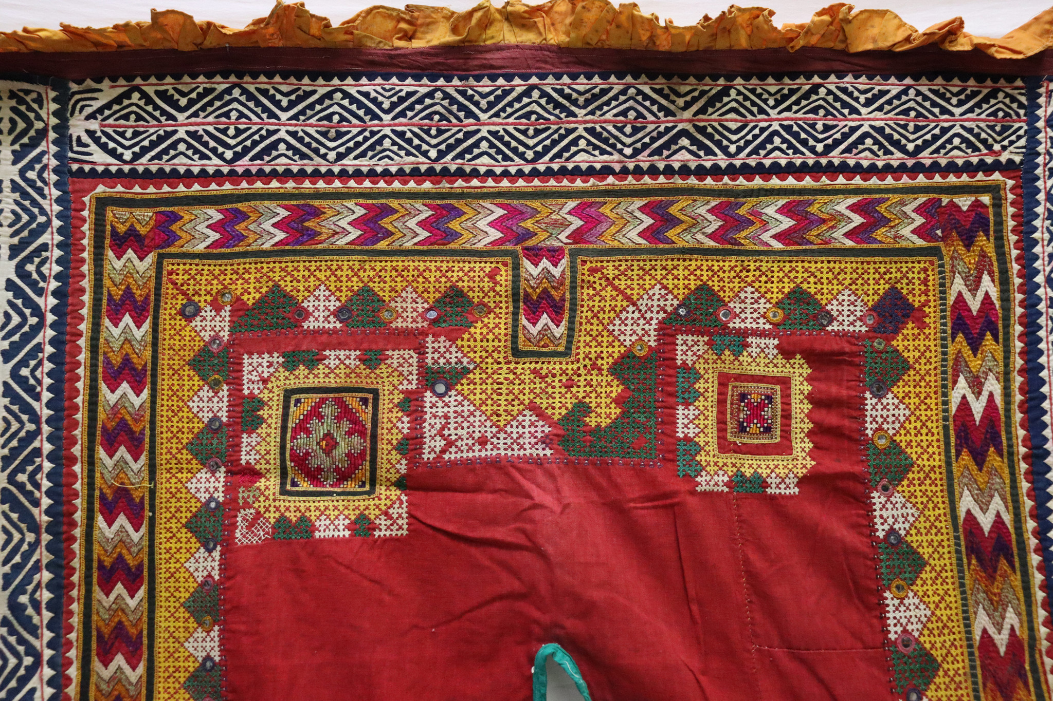 antique silk embroidered  wallhanging Camel flank decoration from Pakistan region sindh Camel blanket UZ45