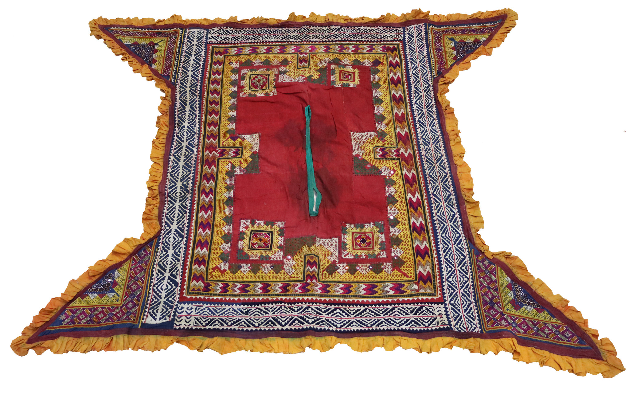 antique silk embroidered  wallhanging Camel flank decoration from Pakistan region sindh Camel blanket UZ45