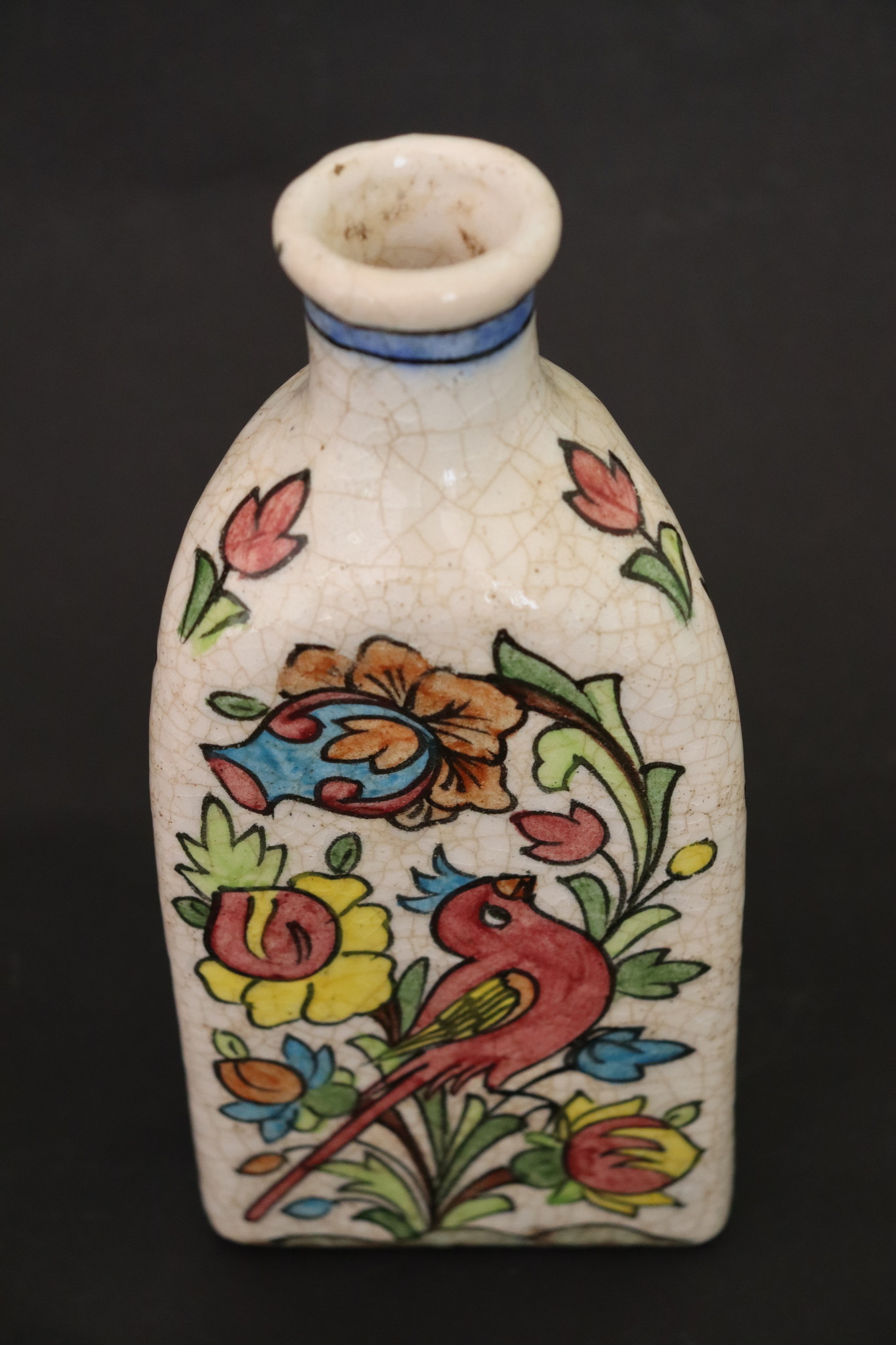 Vintage Hand Painted and Glazed islamic triangular Ceramic Vase Bottle No: - 3