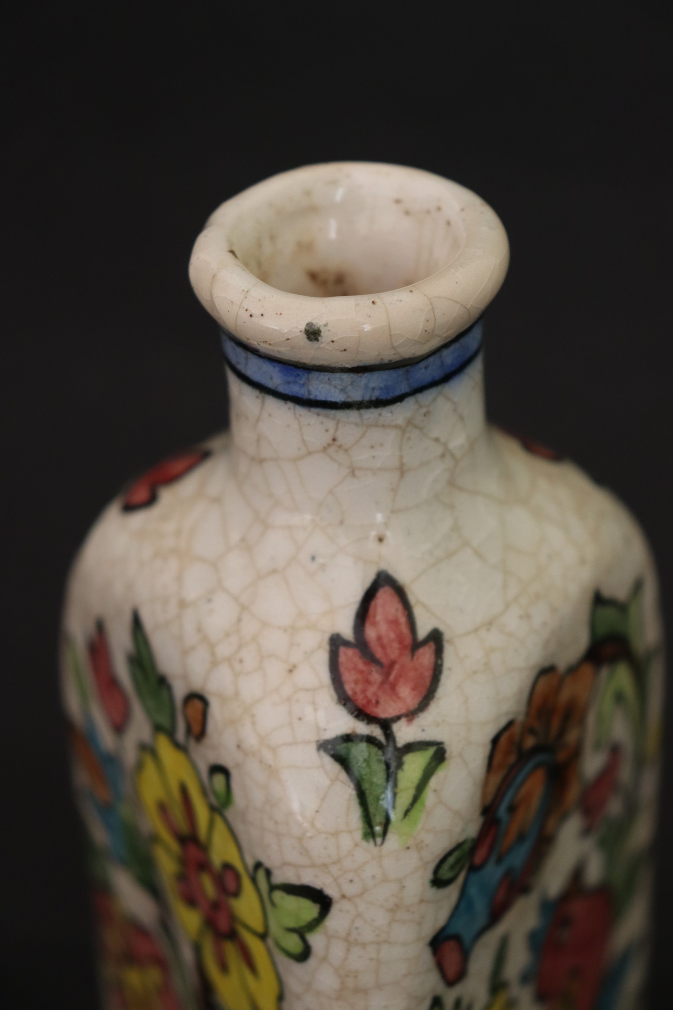 Vintage Hand Painted and Glazed islamic triangular Ceramic Vase Bottle No: - 3