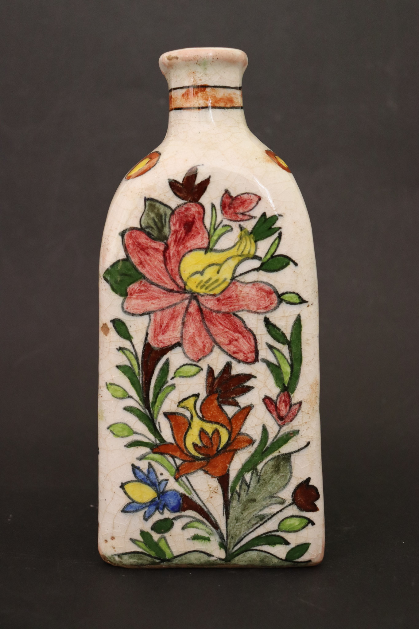 Vintage Hand Painted and Glazed islamic triangular Ceramic Vase Bottle No: - 4