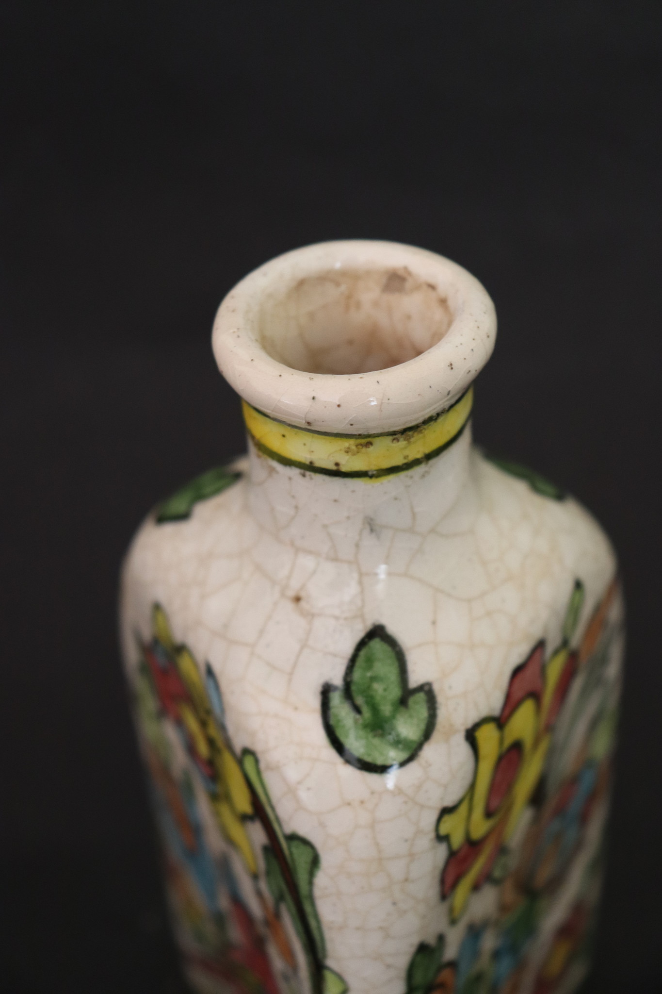 islamische Handbemalt und glasiert dreieckiger, geblümter Keramik flasche Nr:  - 5