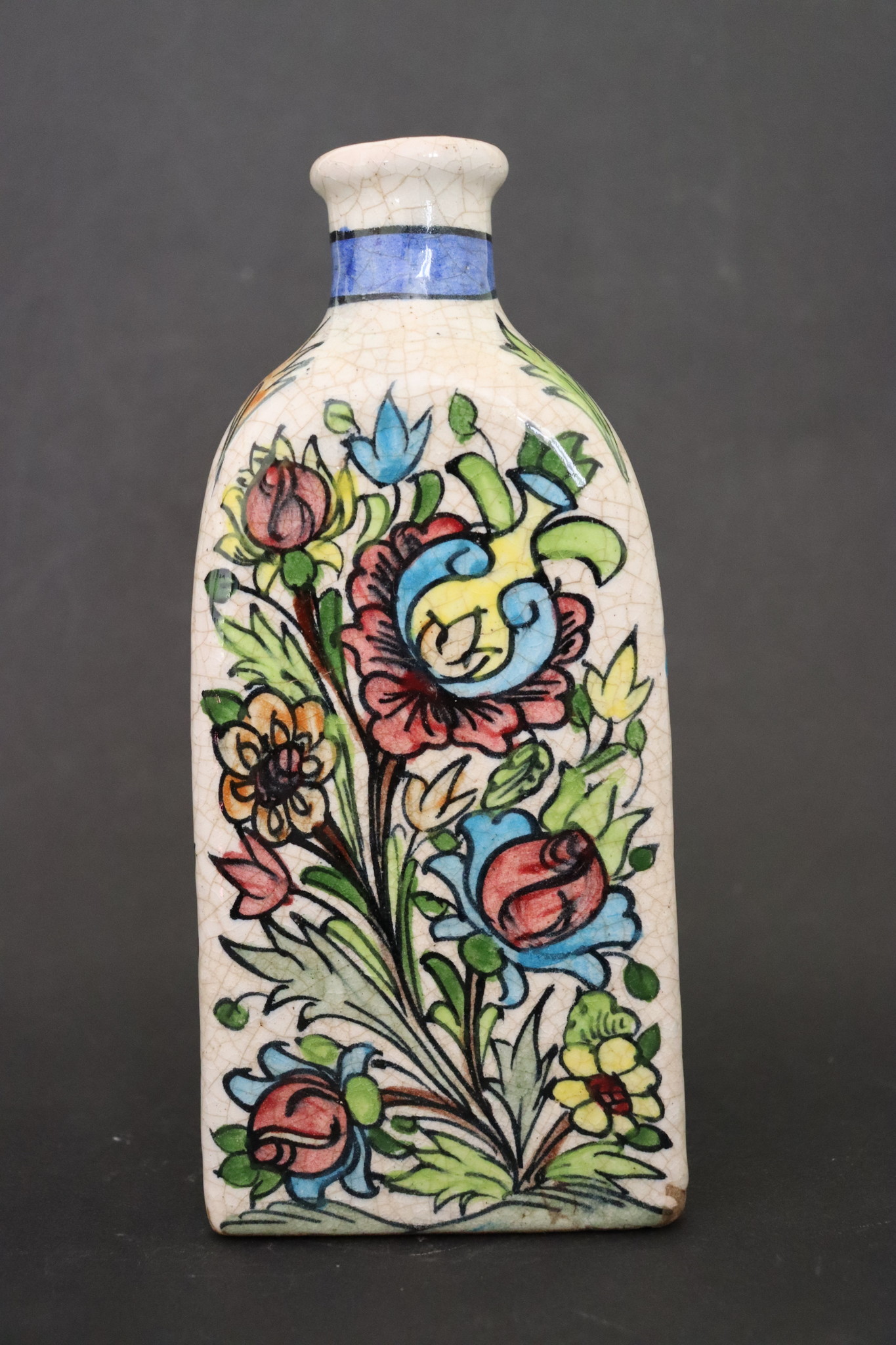 Vintage Hand Painted and Glazed islamic triangular Ceramic Vase Bottle No: - 6