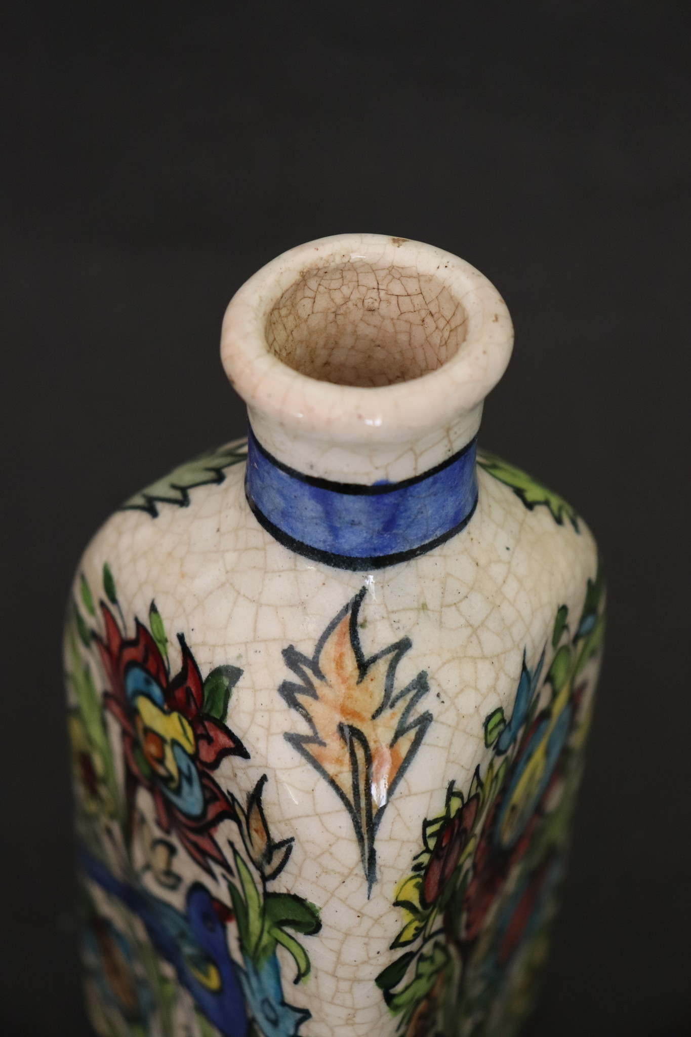 Vintage Hand Painted and Glazed islamic triangular Ceramic Vase Bottle No: - 6