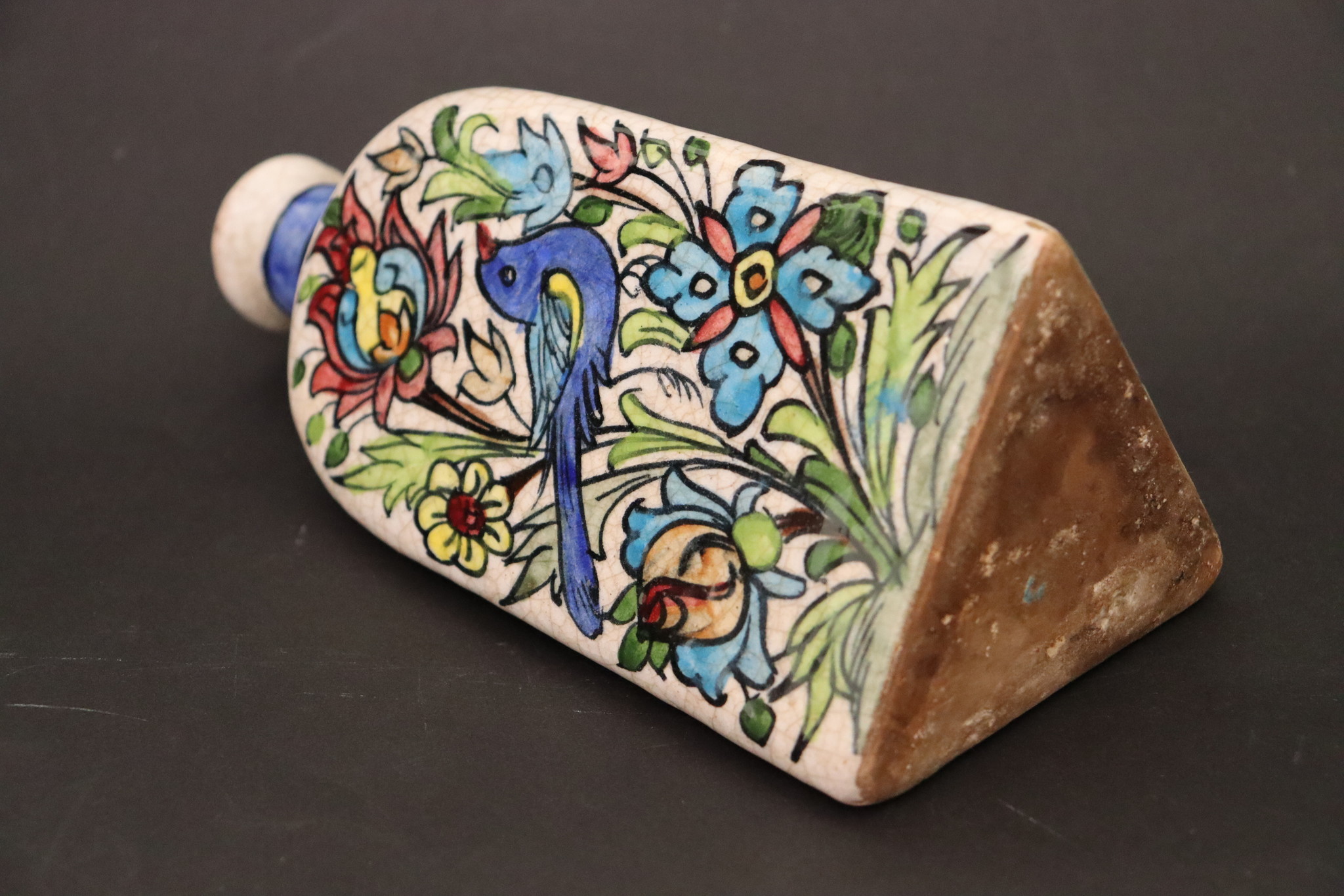 islamische Handbemalt und glasiert dreieckiger, geblümter Keramik flasche Nr:  - 6