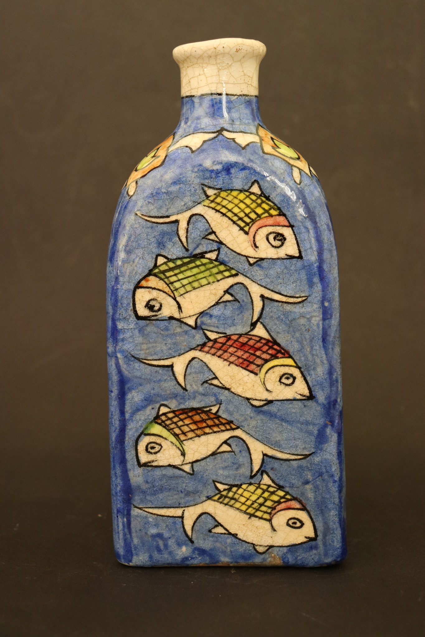 Vintage Hand Painted and Glazed islamic triangular Ceramic Vase Bottle No: - 7