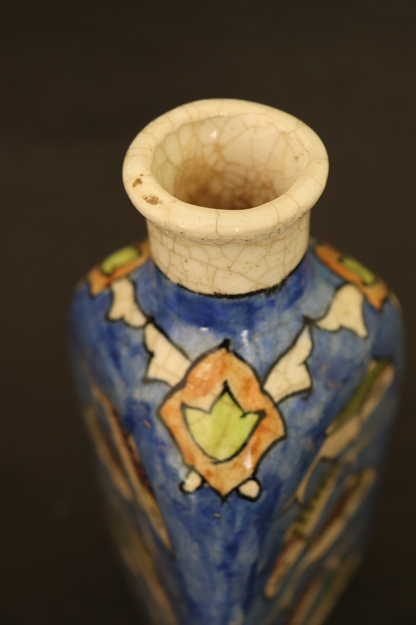 Vintage Hand Painted and Glazed islamic triangular Ceramic Vase Bottle No: - 7