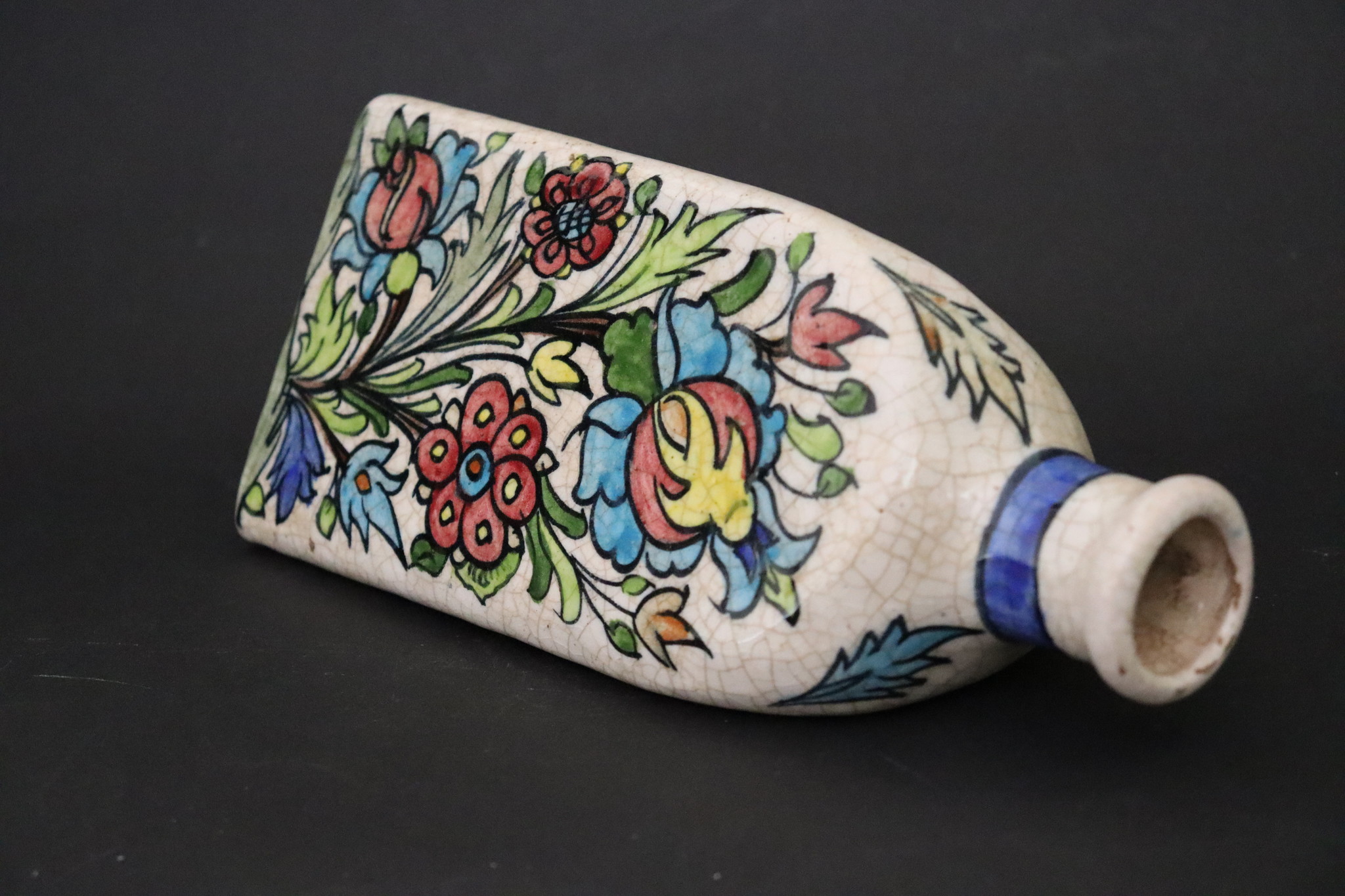 Vintage Hand Painted and Glazed islamic triangular Ceramic Vase Bottle No: - 8