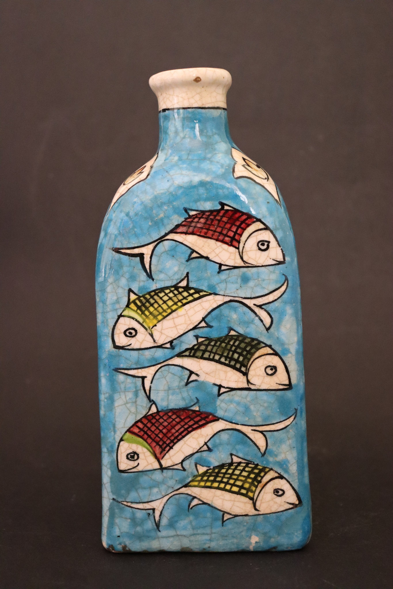 Vintage Hand Painted and Glazed islamic triangular Ceramic Vase Bottle No: - 9