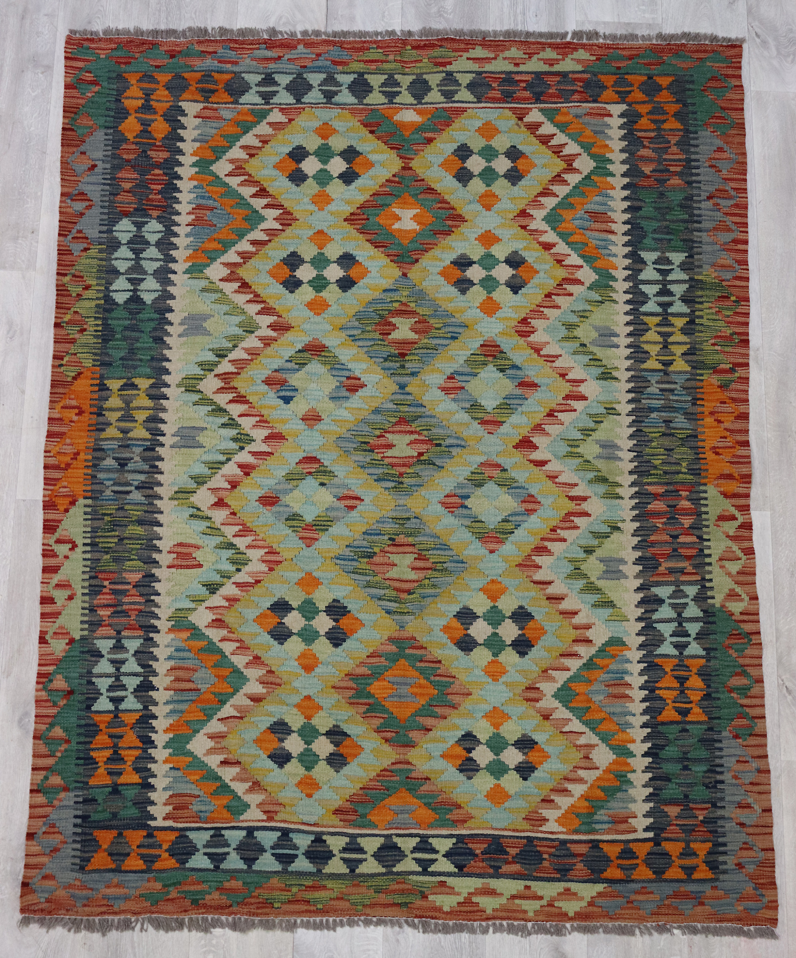 191x148 cm handgewebte nomaden orientt chobi Kelim aus Afghanistan  Nr: 1