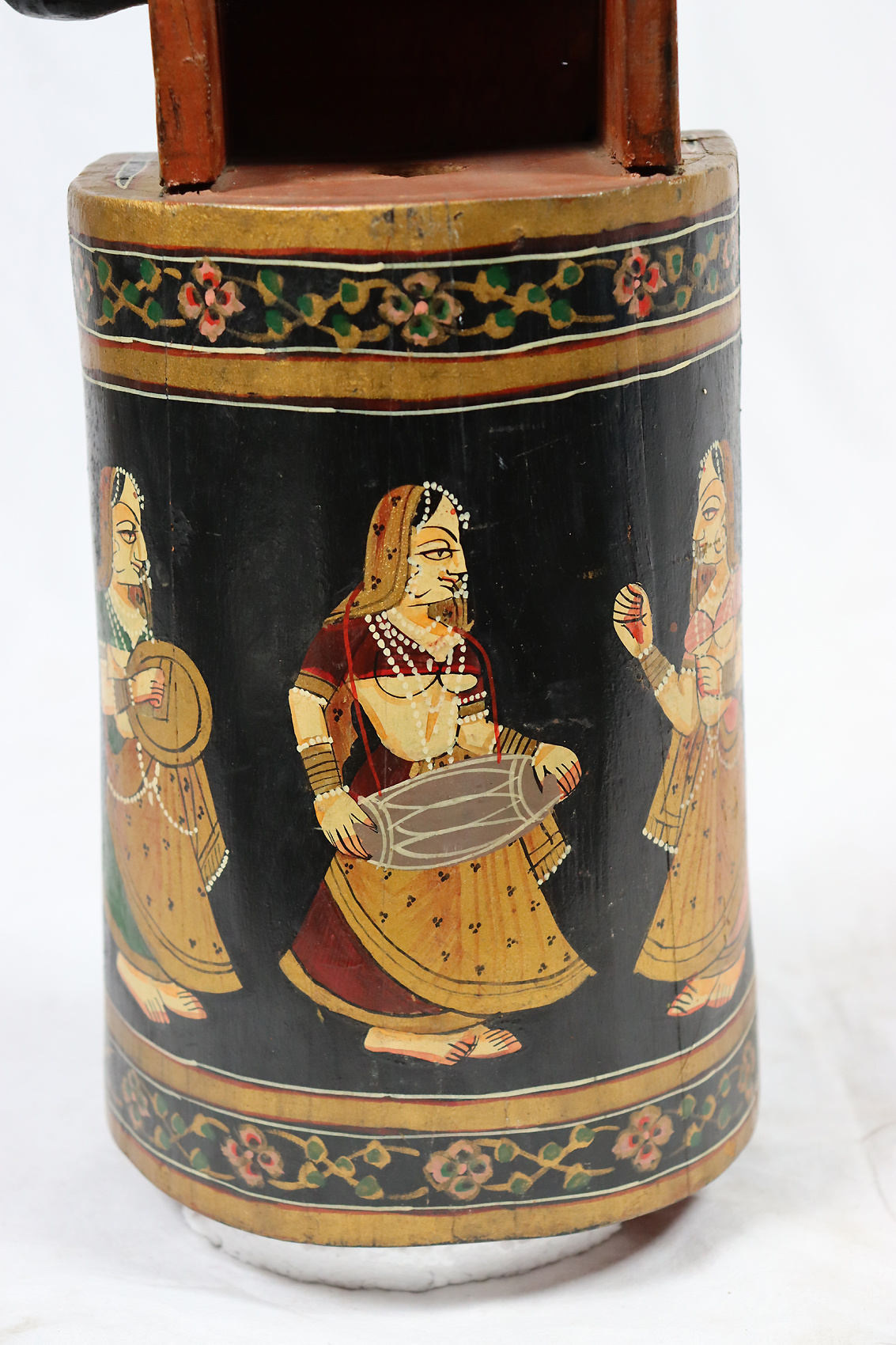 antique orient exotic musical instrument Indian Hand Painted Figurative Folk Art Sarangi String Instrument Rajasthani Banjara