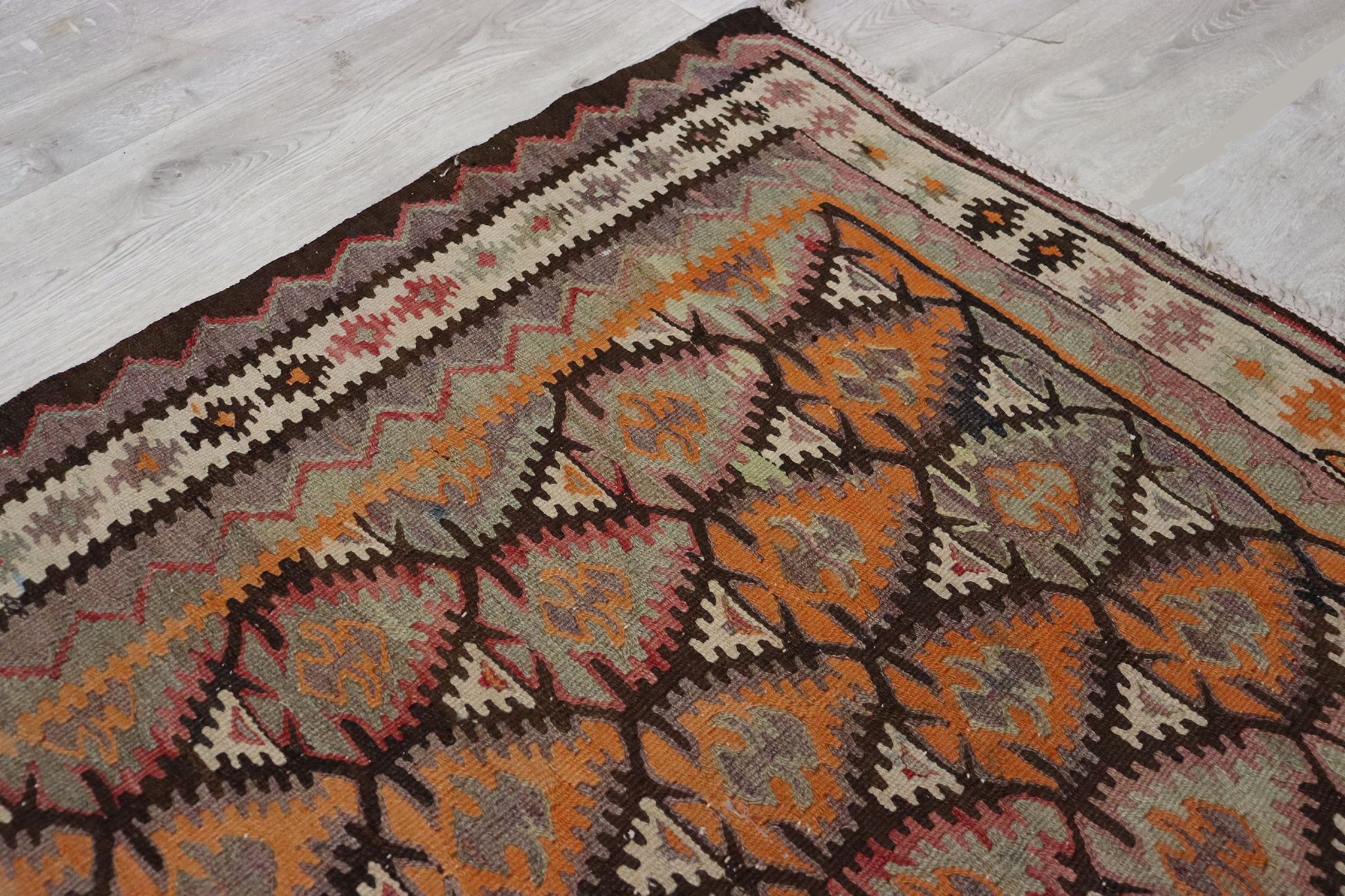 365x105 cm Antik handgewebte Nomaden Sarand kelim  No: - 5