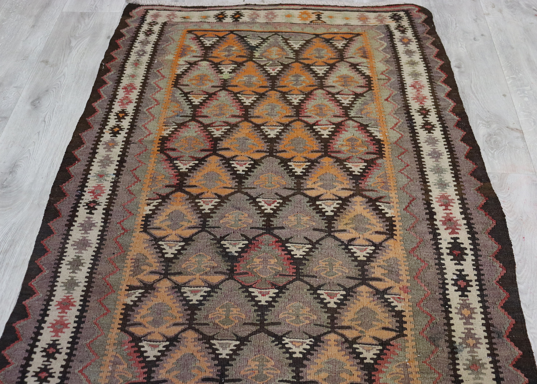 365x105 cm Antik handgewebte Nomaden Sarand kelim  No: - 5