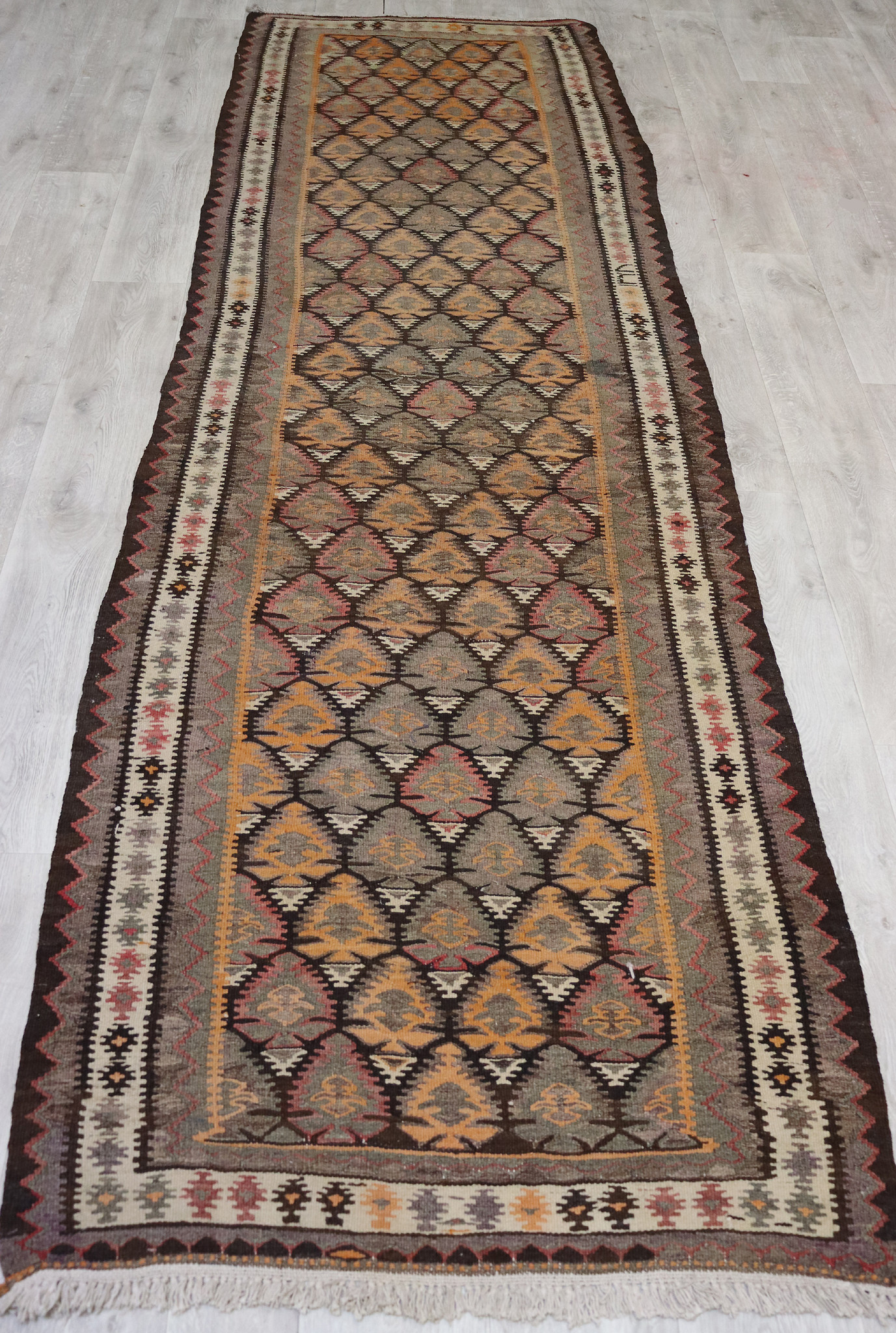 365x105 cm Antik handgewebte Nomaden Sarand kelim  No: - 5