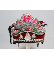 antique Chinese Silk Embroidered Child’s Miao Hat, Baby Cap No:22/22