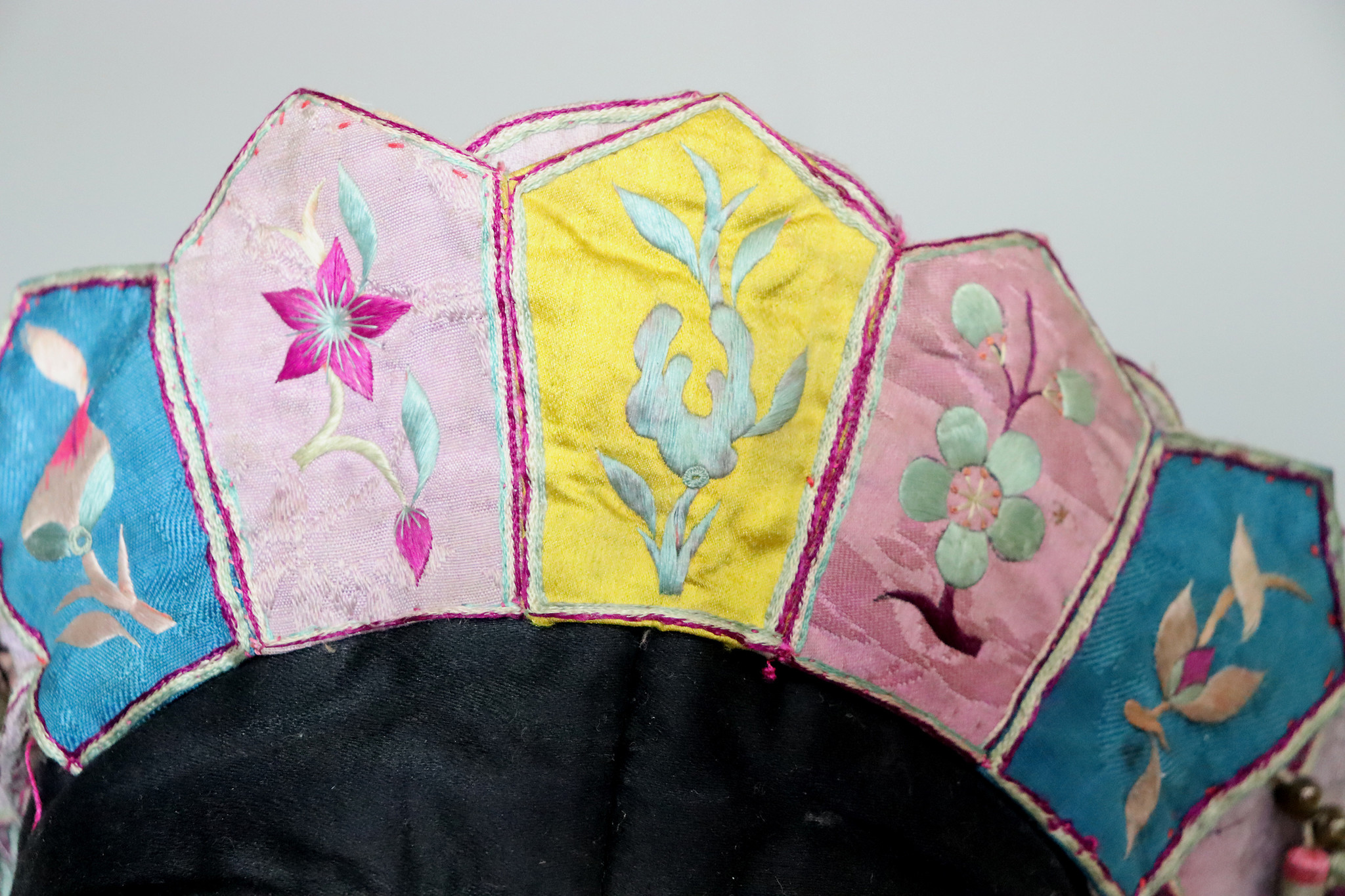 antique Chinese Silk Embroidered Child’s Miao Hat, Baby Cap No:22/24