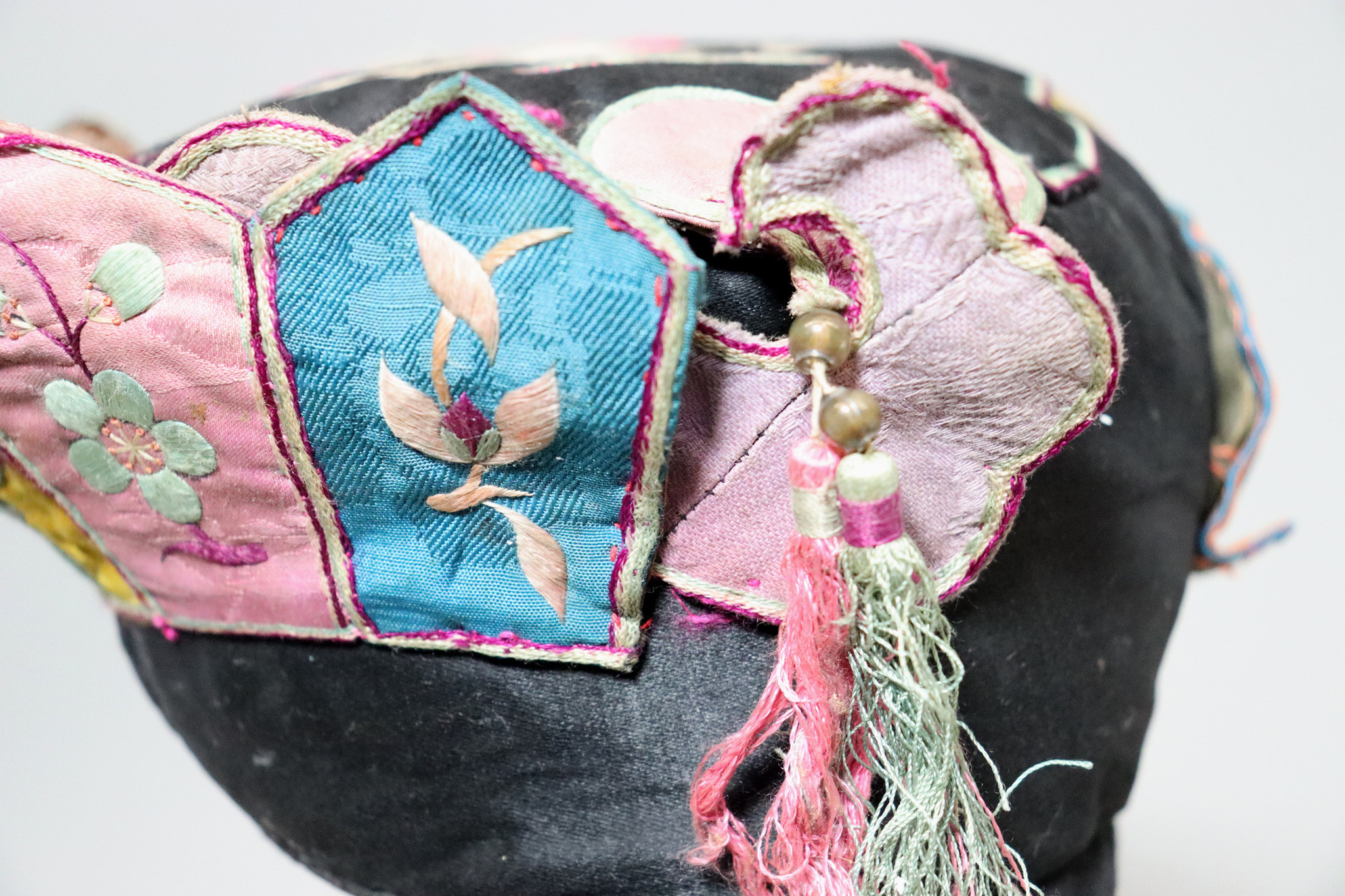 antique Chinese Silk Embroidered Child’s Miao Hat, Baby Cap No:22/24