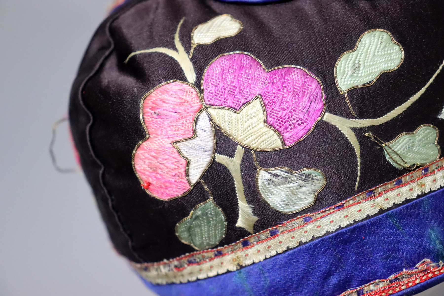 antique Chinese Silk Embroidered Child’s Miao Hat, Baby Cap No:22/ 27