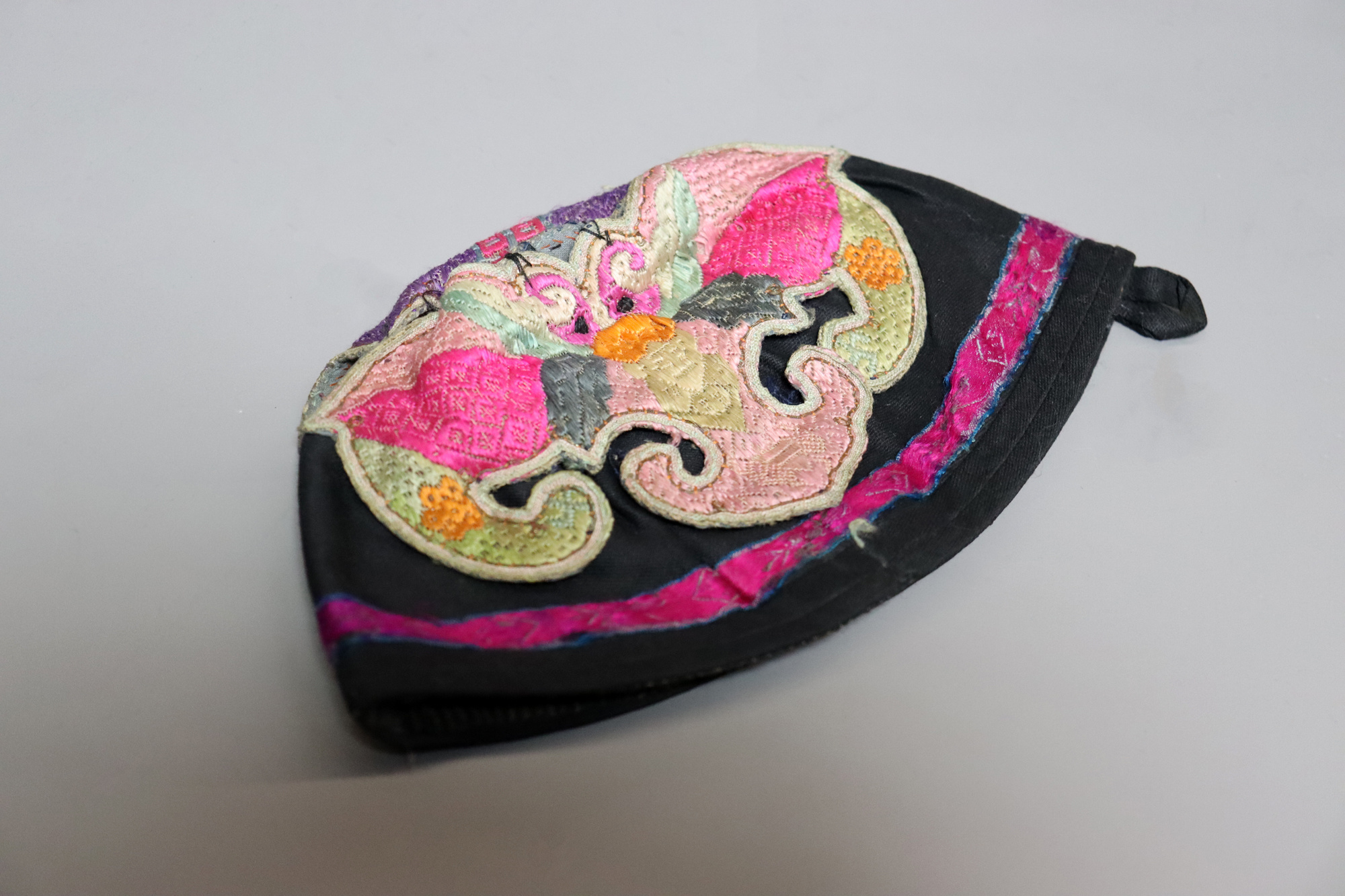 antique Chinese Silk Embroidered Child’s Miao Hat, Baby Cap No:22/ -31