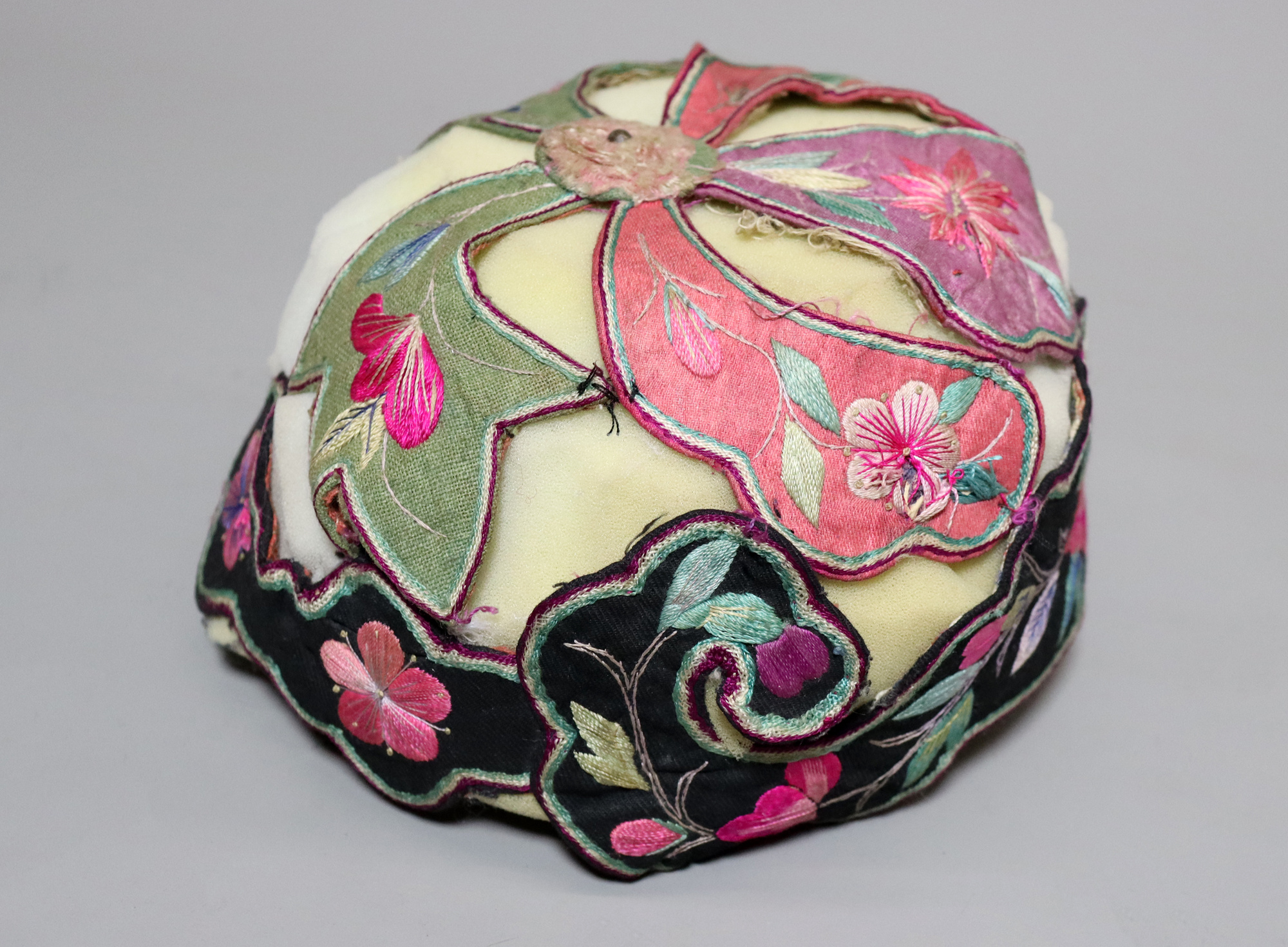 antique Chinese Silk Embroidered Child’s Miao Hat, Baby Cap No:22/ - 32