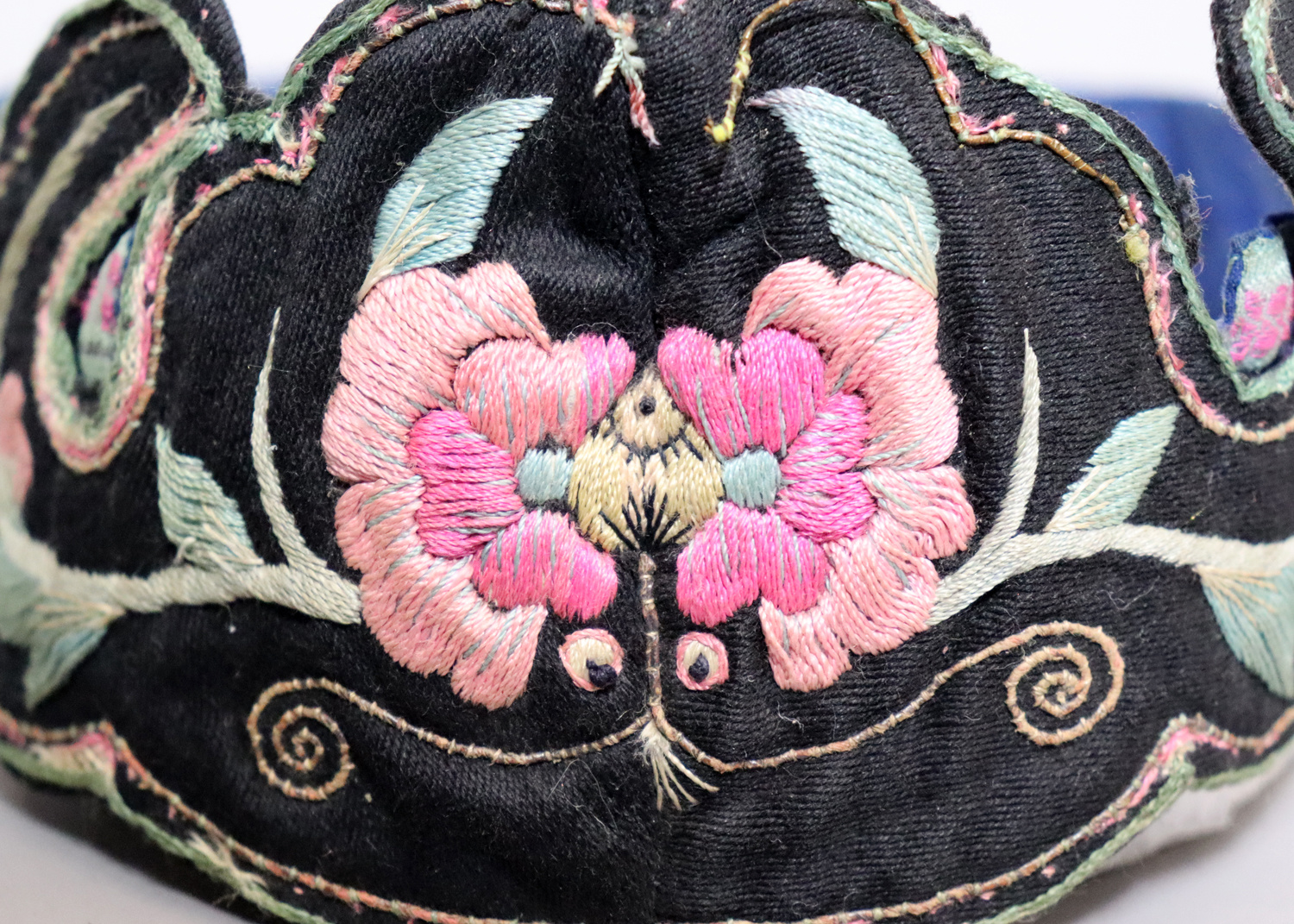 antique Chinese Silk Embroidered Child’s Miao Hat, Baby Cap No:22/ - 35