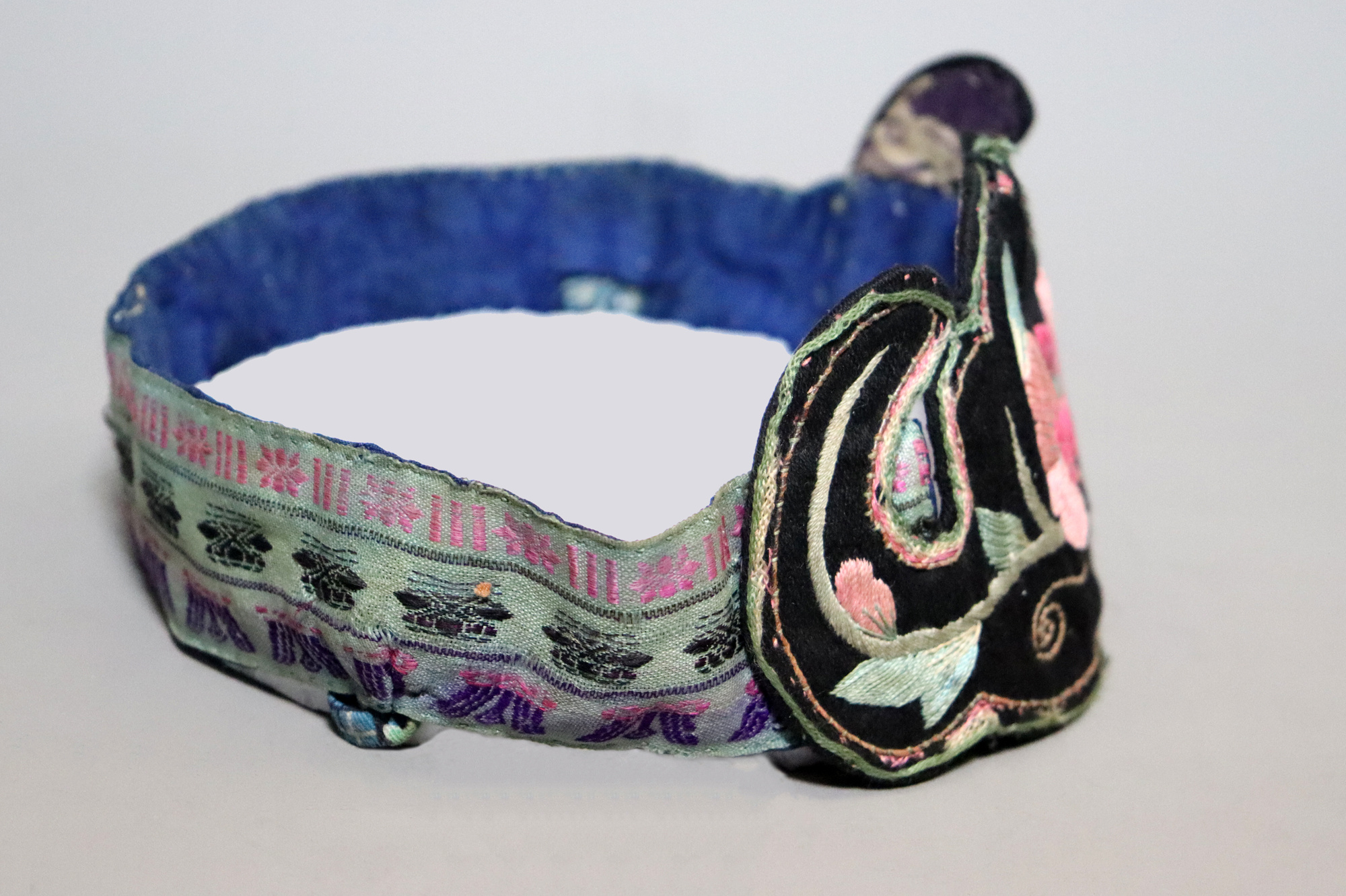 antique Chinese Silk Embroidered Child’s Miao Hat, Baby Cap No:22/ - 35