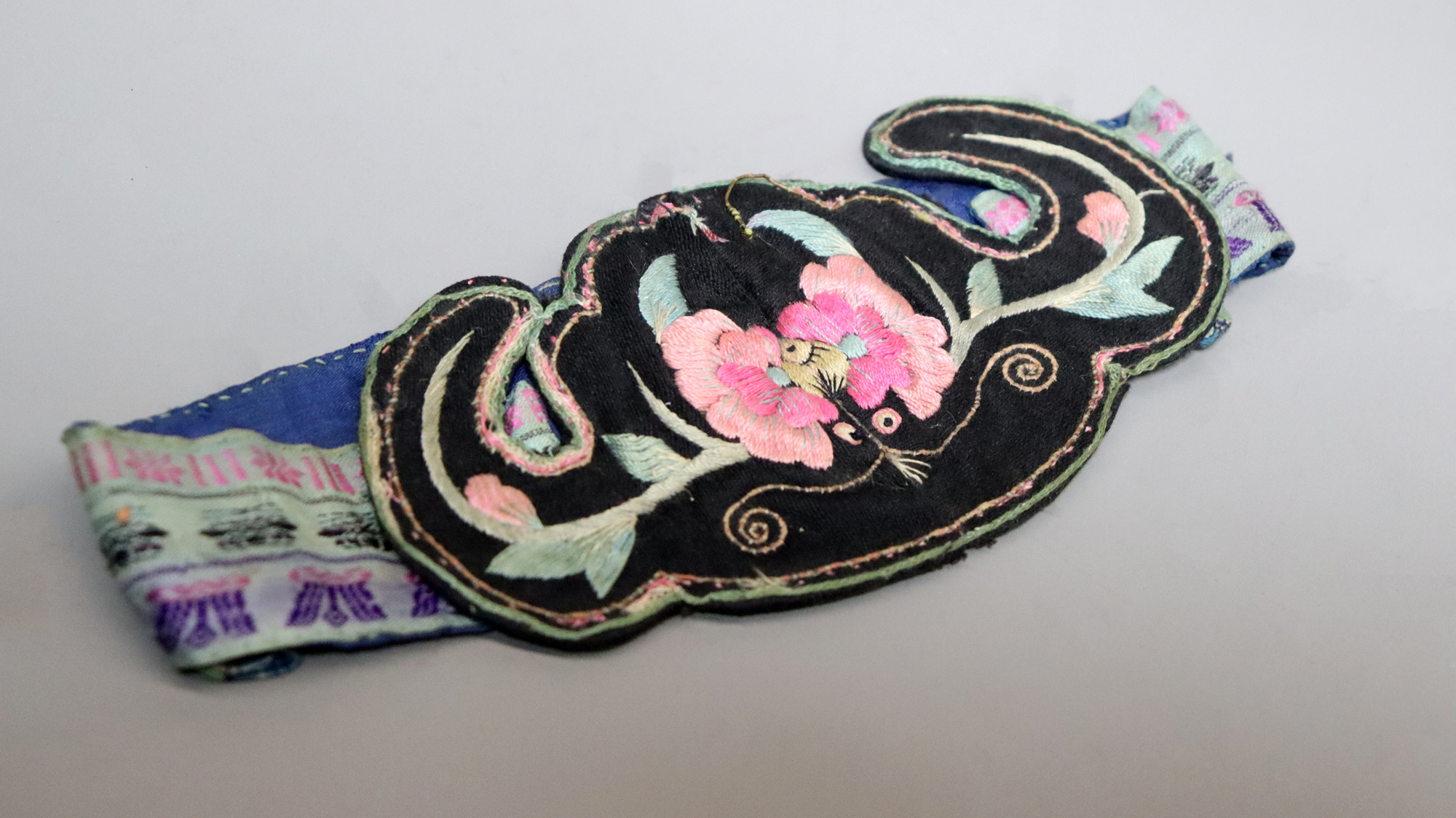 antique Chinese Silk Embroidered Child’s Miao Hat, Baby Cap No:22/ - 35