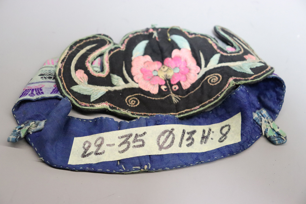 antique Chinese Silk Embroidered Child’s Miao Hat, Baby Cap No:22/ - 35